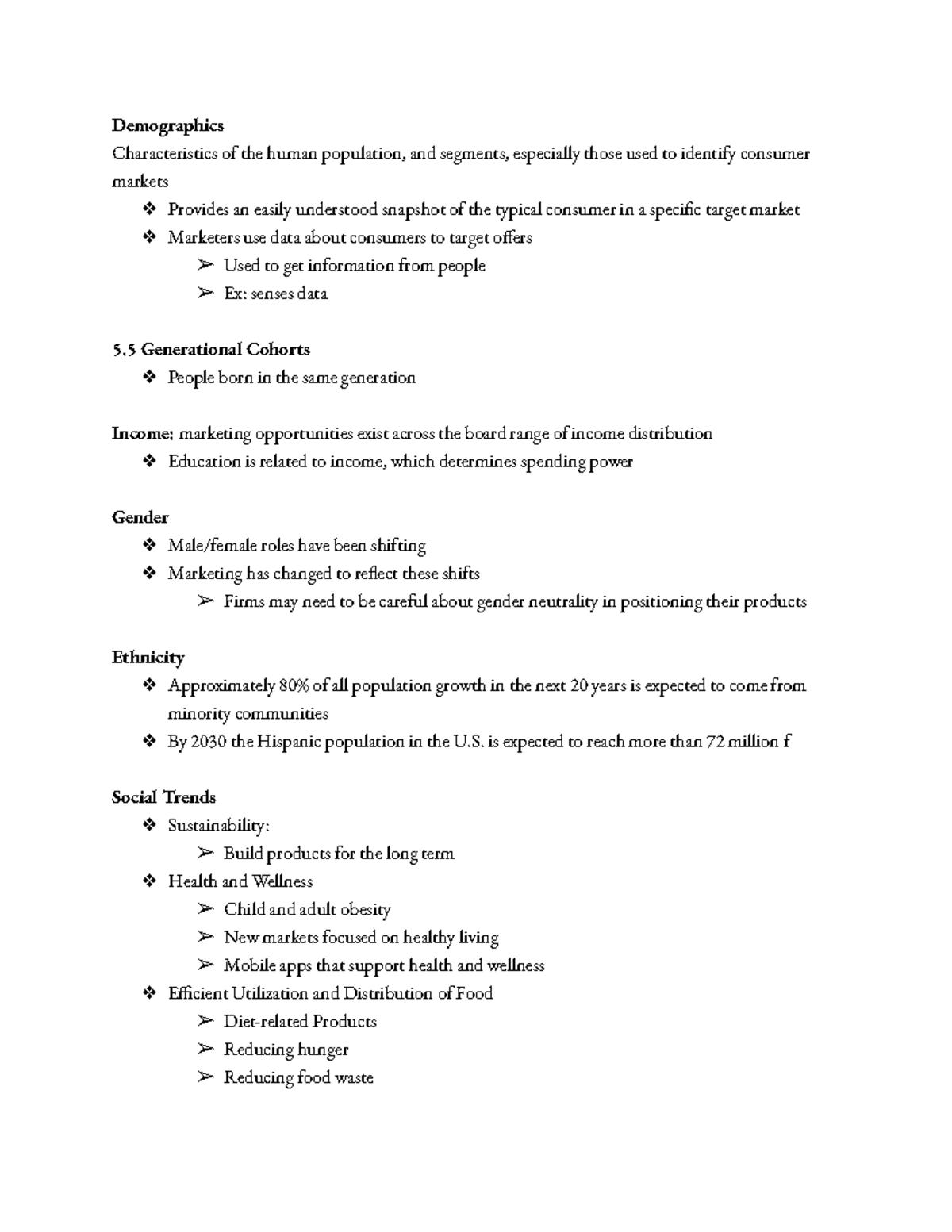 Marketing-ch 5 - From power-point and lecture - Demographics ...