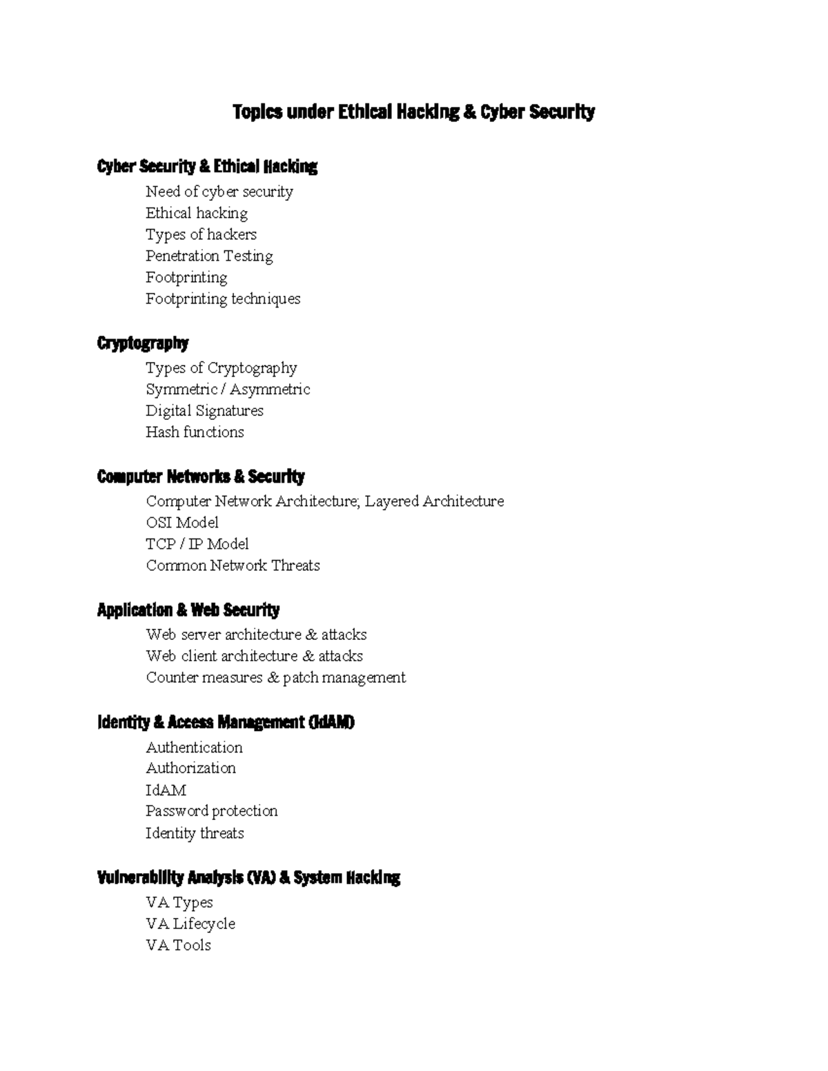 Ethical Hacking & Cyber Security - Topics under Ethical Hacking & Cyber ...