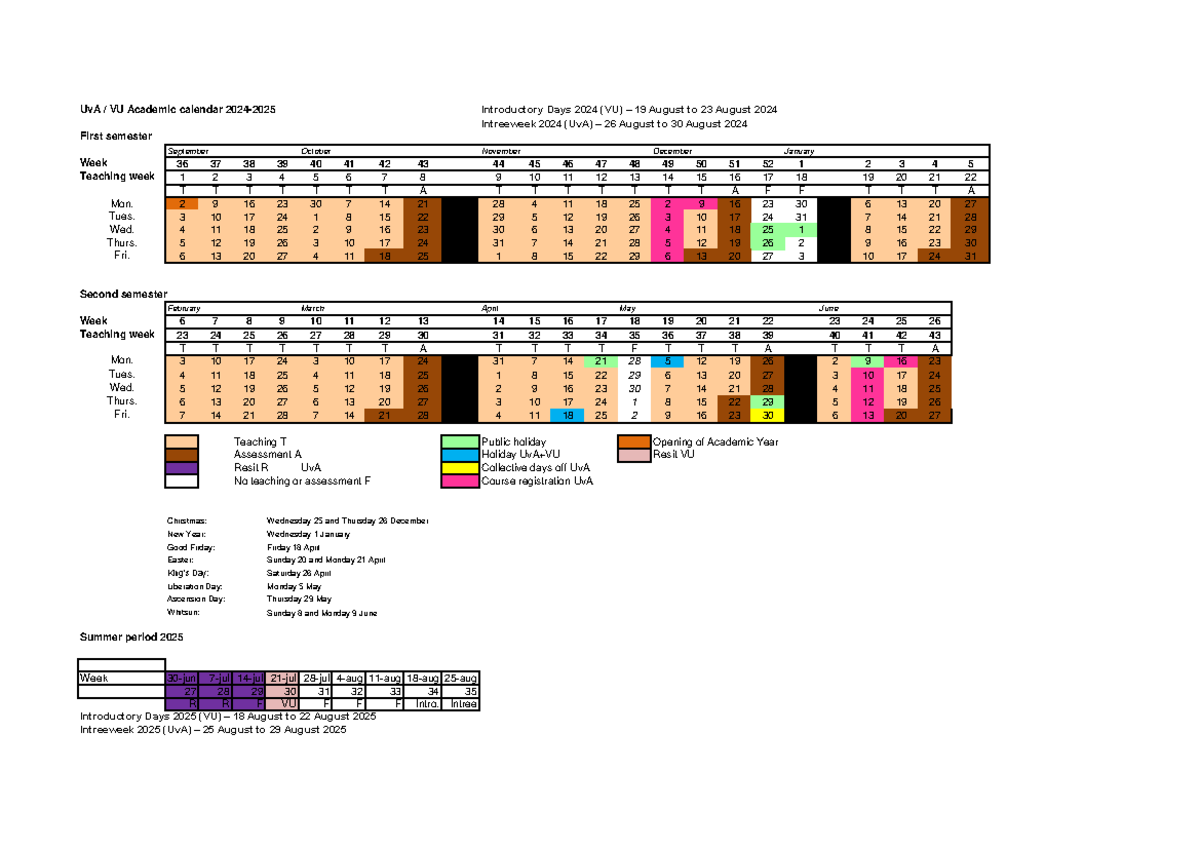 240326 academischekalender20242025en UvA / VU Academic calendar