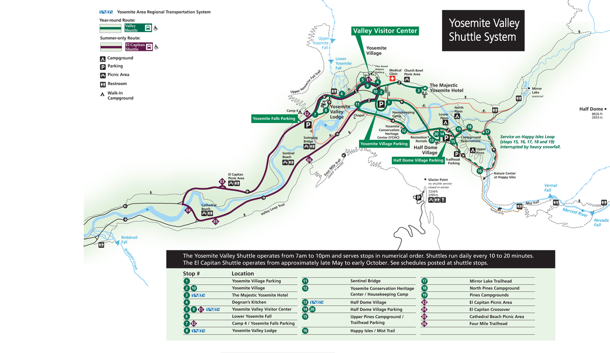 Yosemite valley shuttle system - The Ansel Adams Gallery Half Dome ...