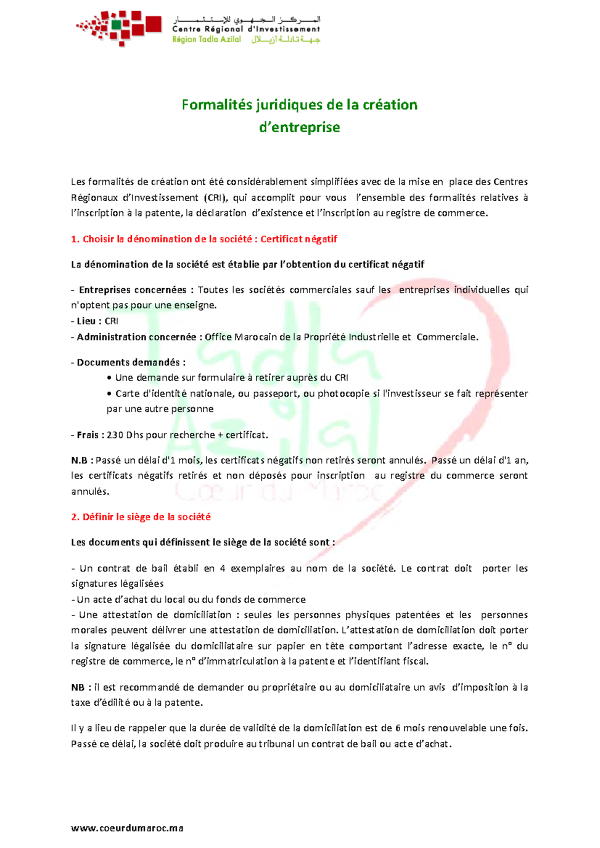 Etapes Formalites Juridiques - Formalités juridiques de la création d ...