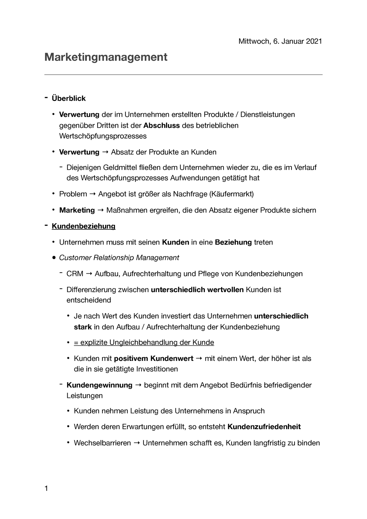 Grundlagen Der BWL - Marketingmanagement Zusammenfassung ...