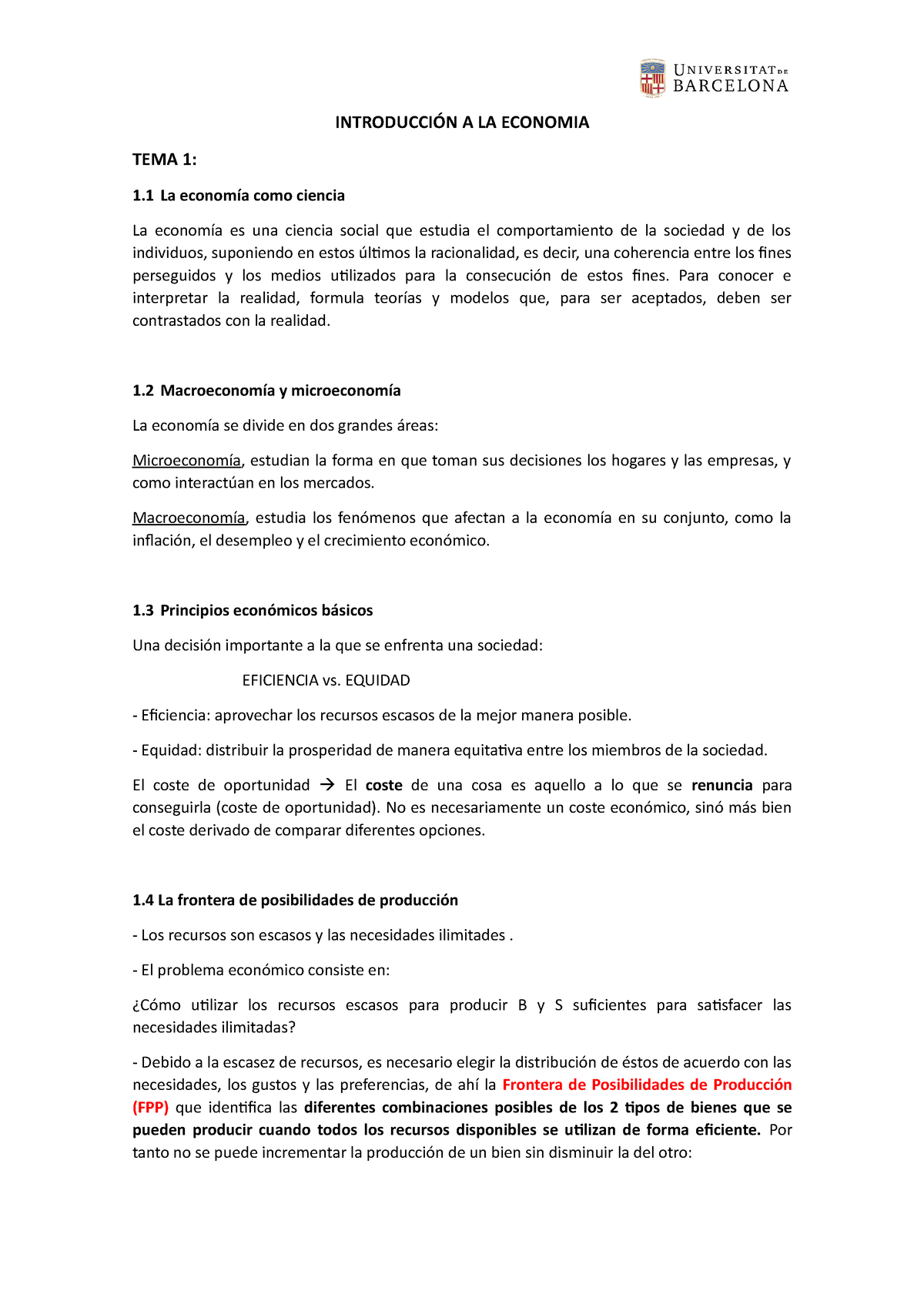 Introducció A Leconomia IntroducciÓn A La Economia Tema 1 1 La Economía Como Ciencia La 2525