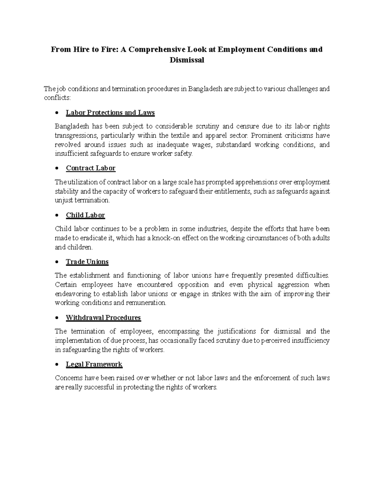 CC - Comprehensive Look at Employment Conditions and Dismissal - From ...