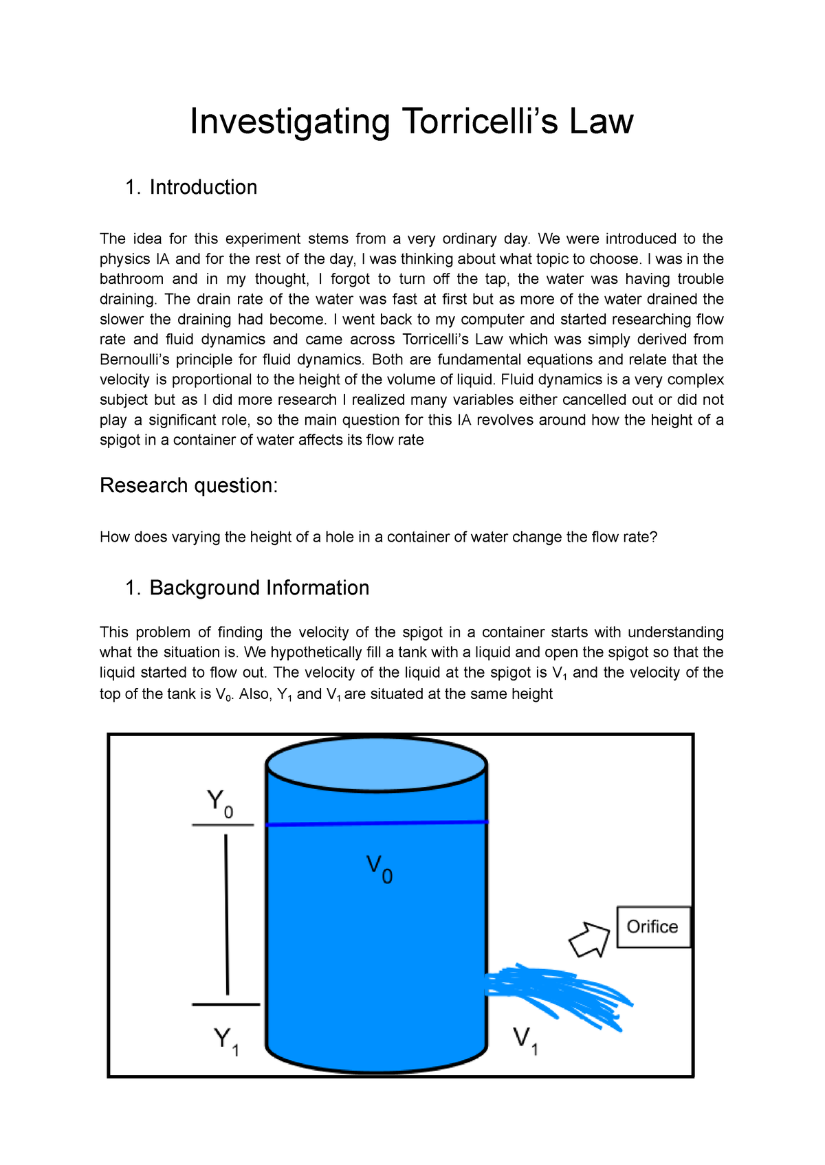 torricelli's law experiment lab report