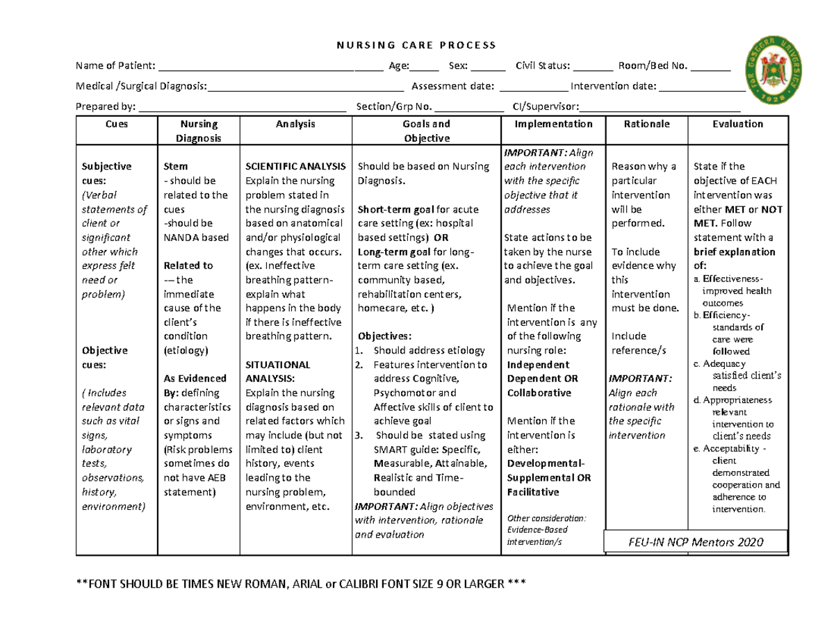 NCP format and guide 2020 compressed - N U R S I N G C A R E P R O C E ...