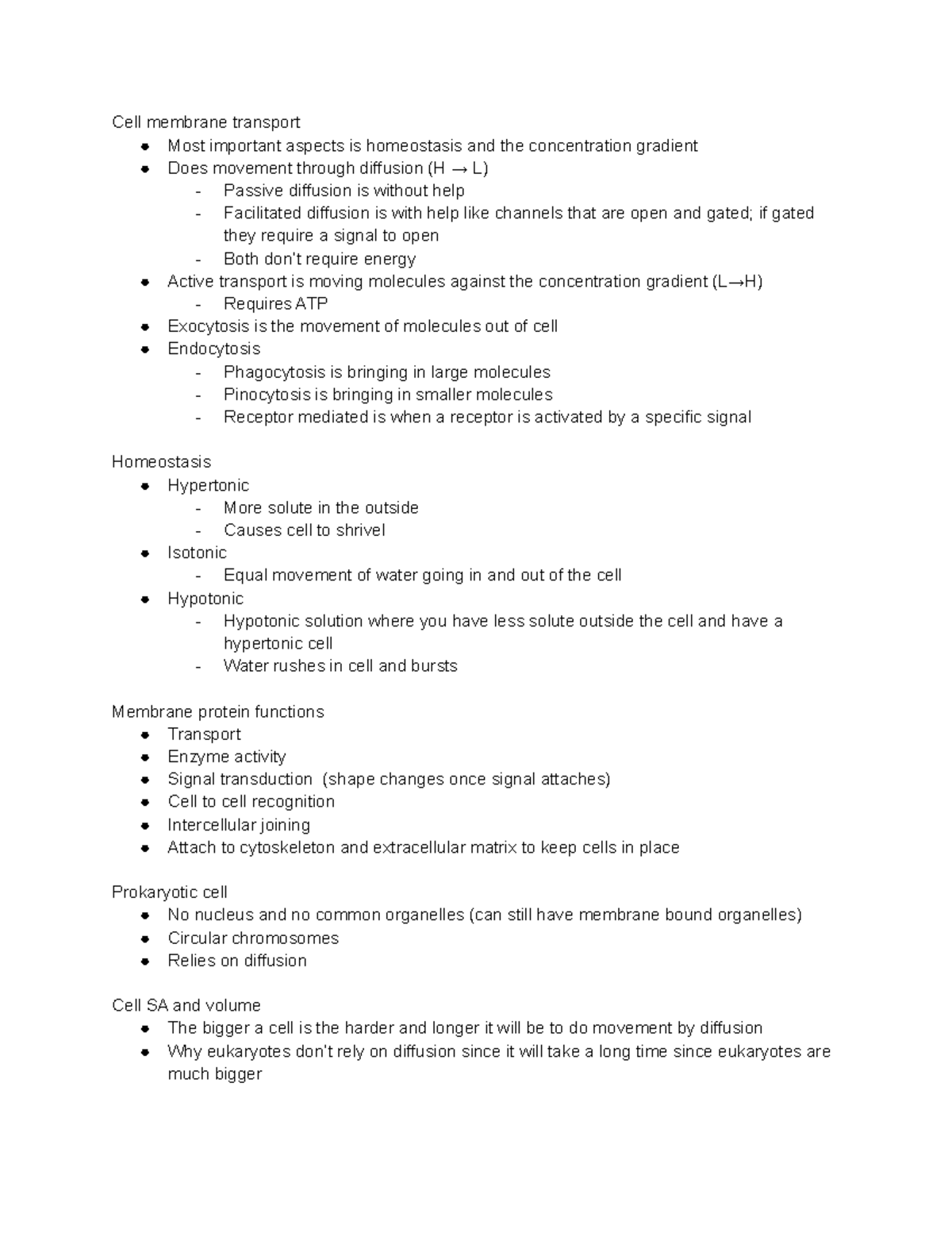 Biology module 2 notes - Cell membrane transport Most important aspects ...