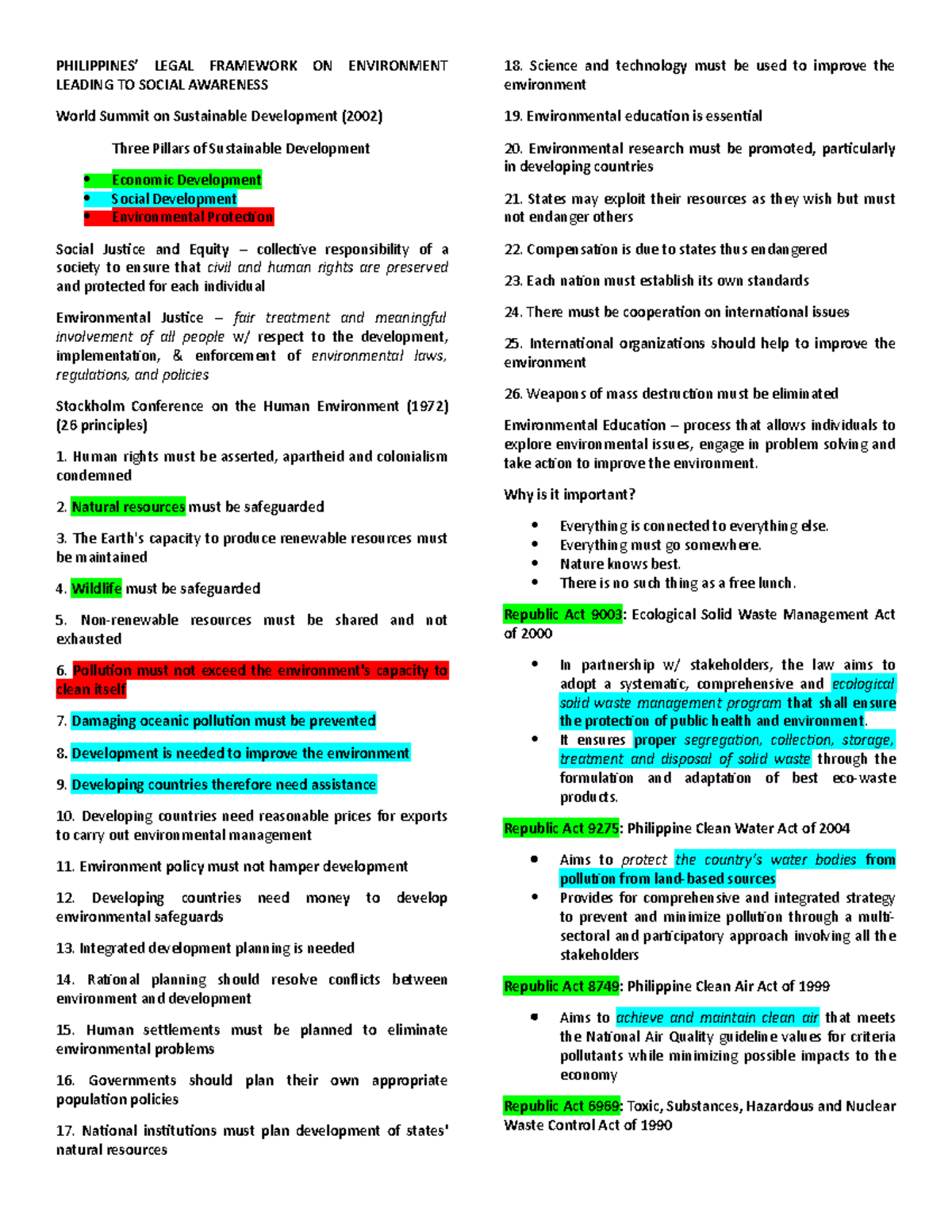 Midterms- Reviwer 3 - PHILIPPINES’ LEGAL FRAMEWORK ON ENVIRONMENT ...