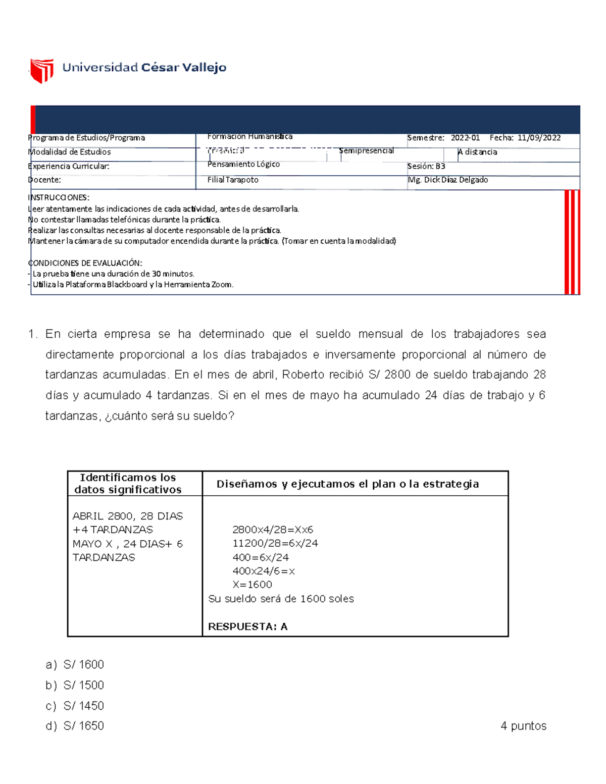 Examen Parcial - Pensamiento Logico 202202 - . Programa De Estudios ...