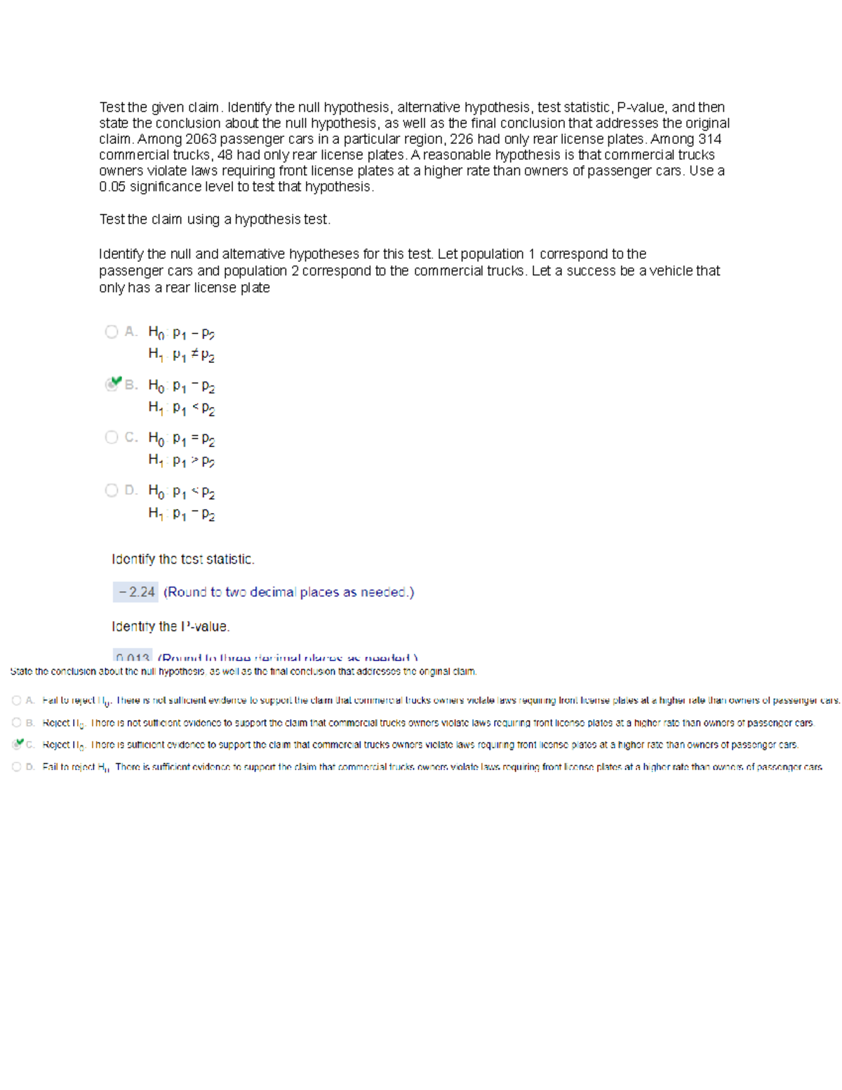 HW Section 10 - Teach By Prof.Weidong Chen - Test The Given Claim ...