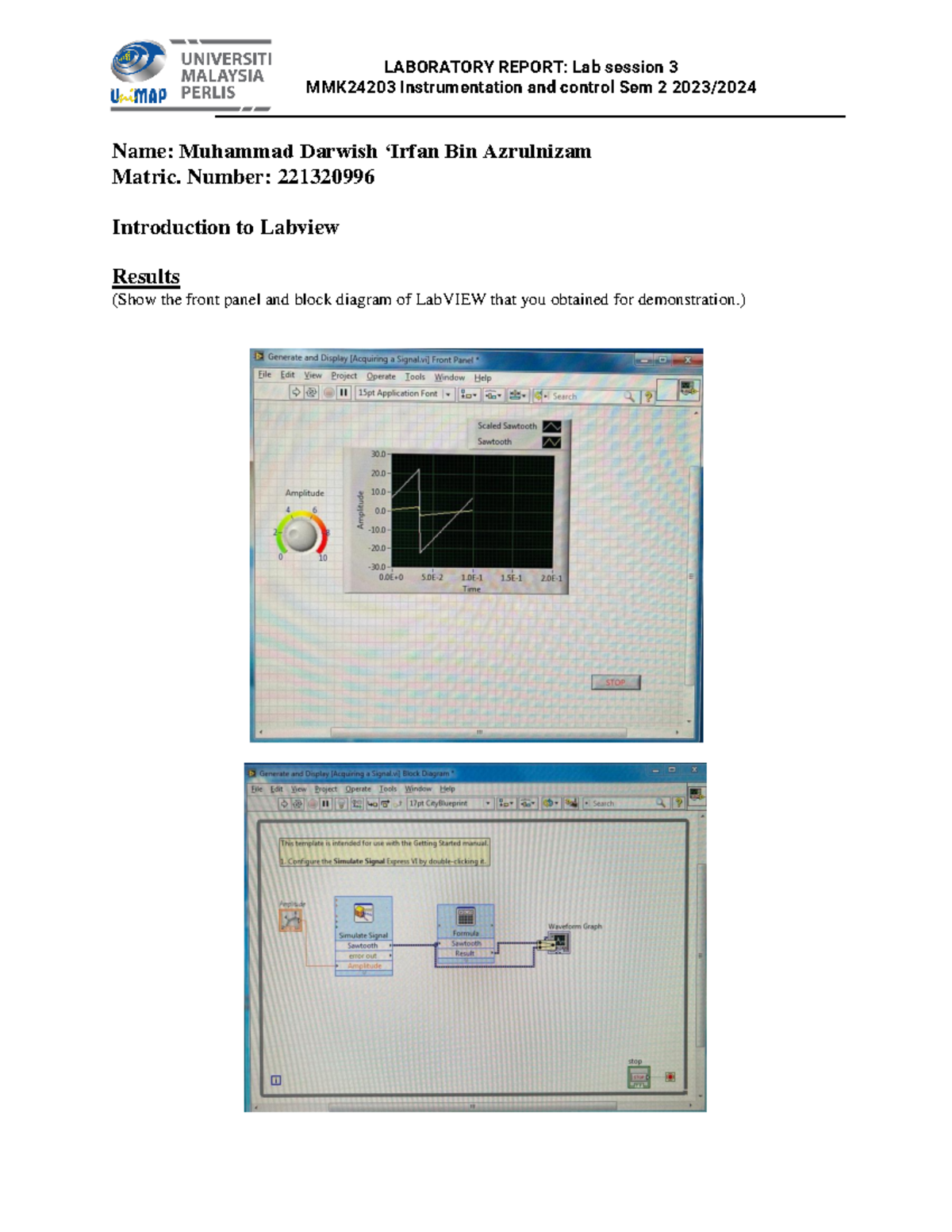 Introducing to LabVIEW - control system - LABORATORY REPORT: Lab ...