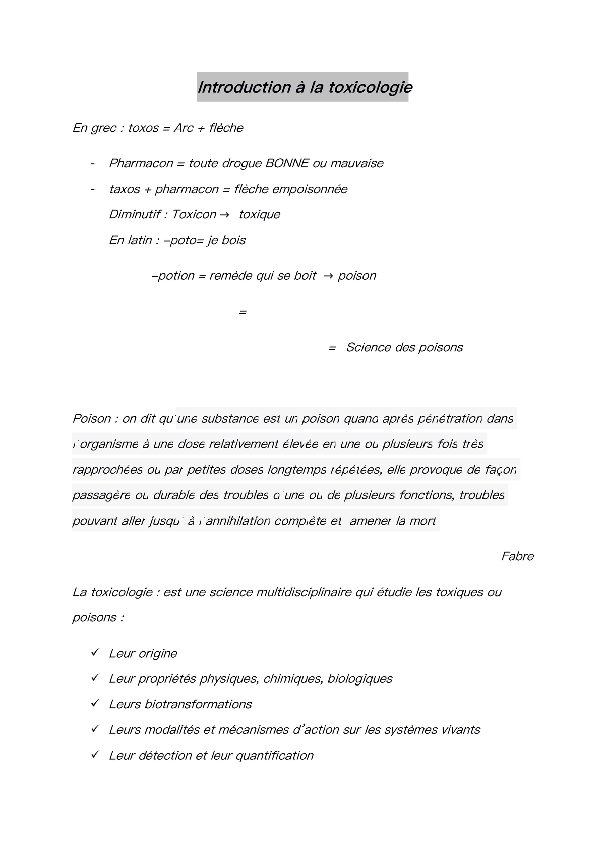 Introduction à La Toxicologie - Introduction Les Moyens De Combattre ...