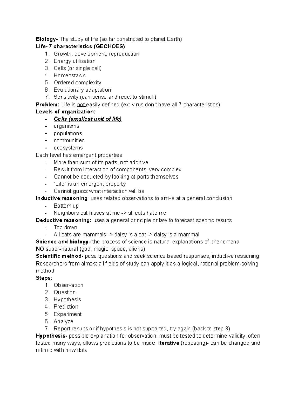 Chap 1- Scientific Inquiry Study of Life - Biology- The study of life ...