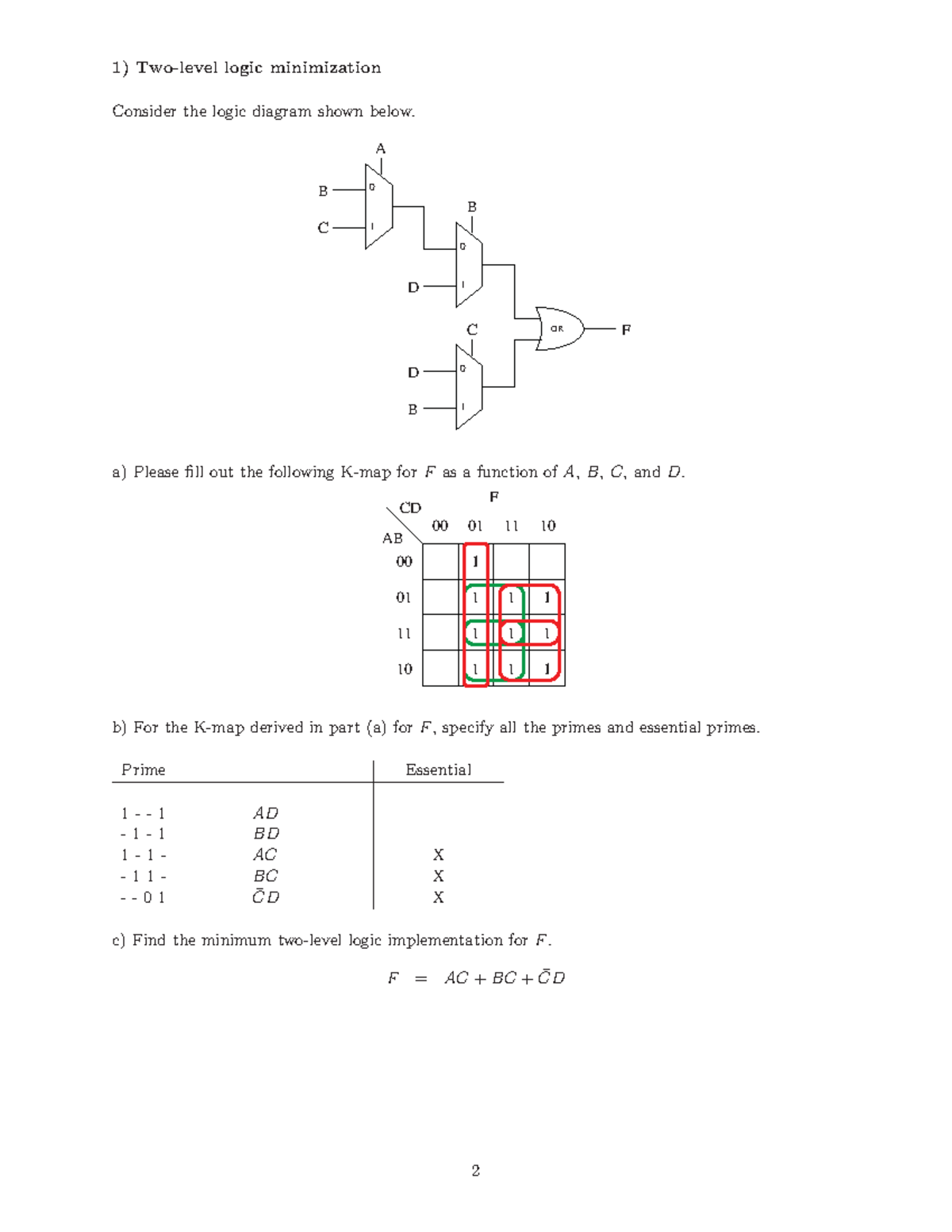 2-F-soln - Practice Exam - Two-level logic minimization (10 pts ...