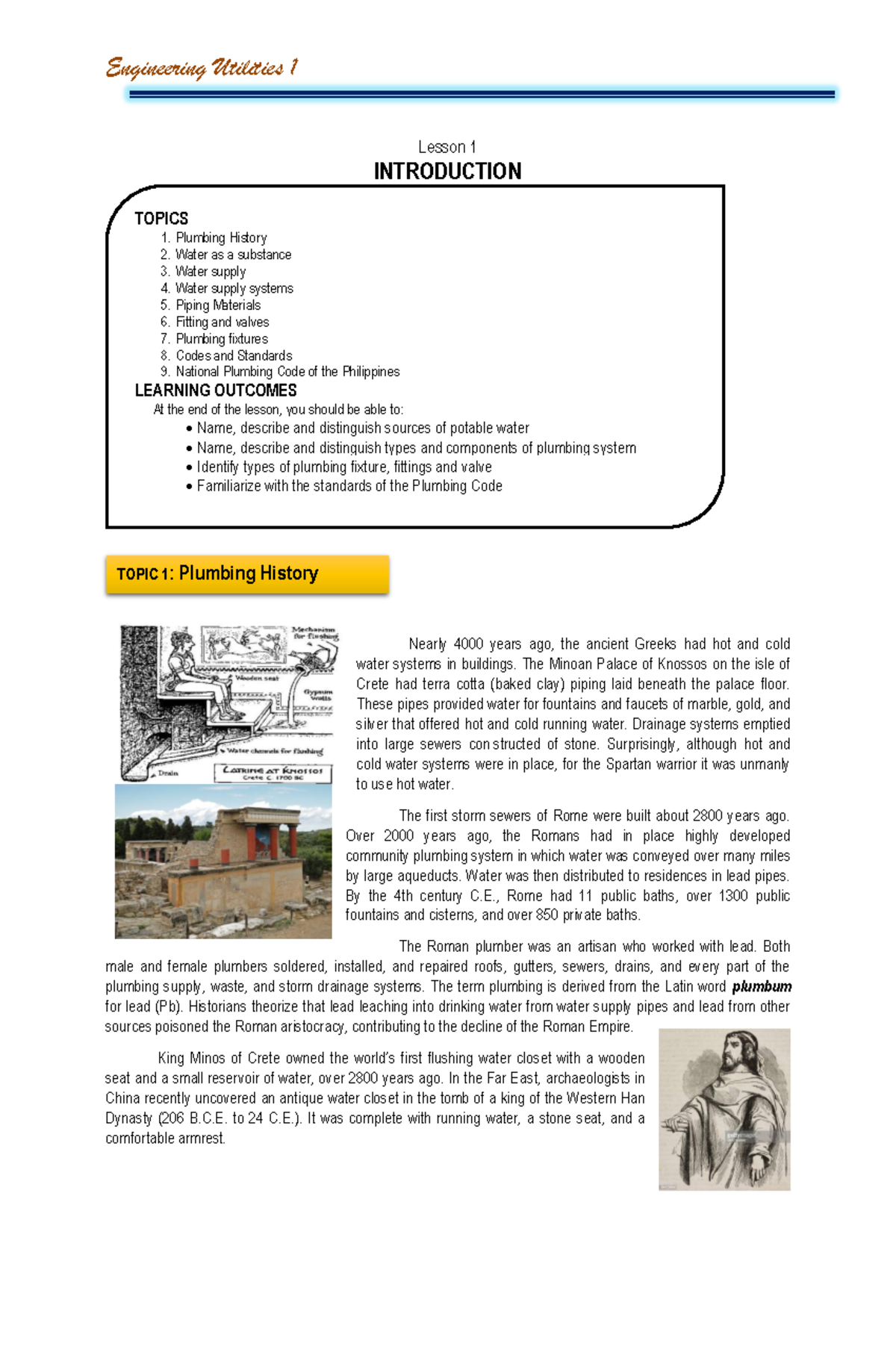 Lesson 1 a brief introduction to Engineering Utilities Lesson 1