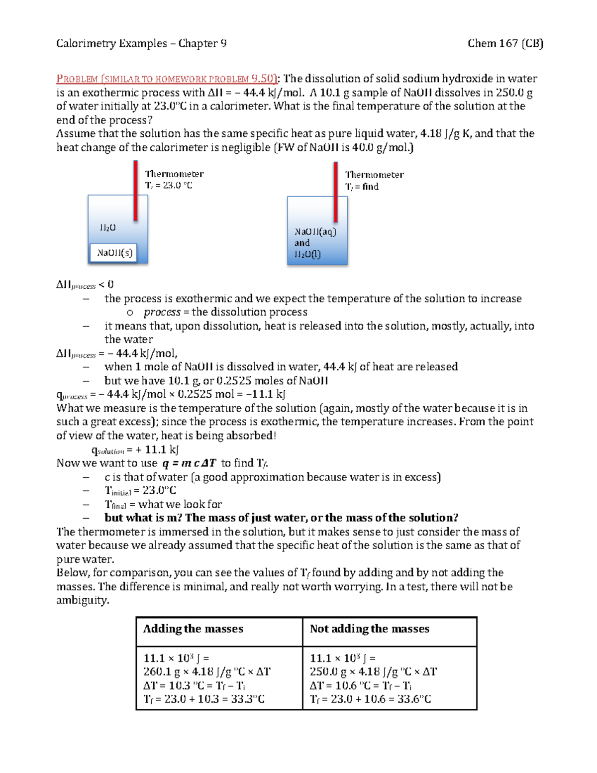 Calorimetry Examples in Chemistry Chapter 9 Studocu