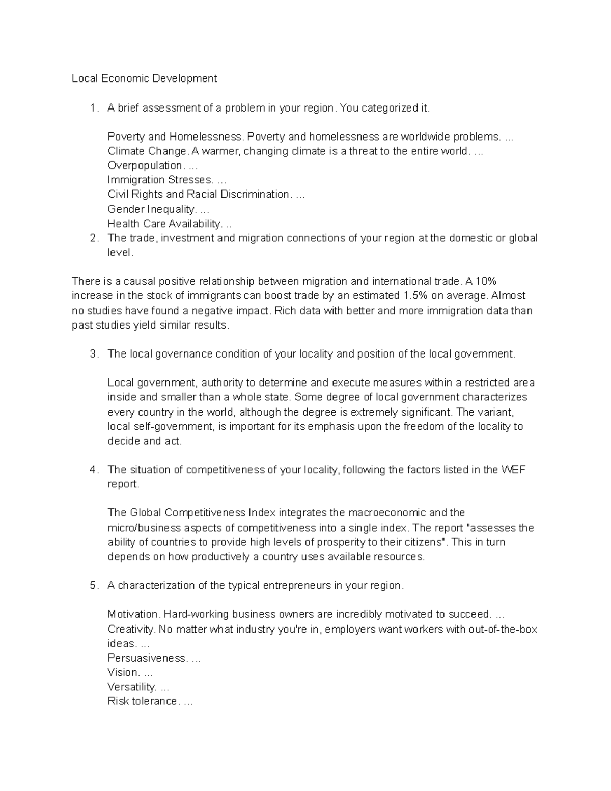 Local Economic Development - You categorized it. Poverty and ...