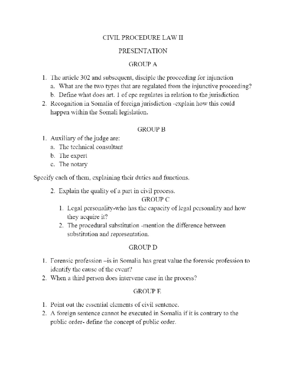 Civil Procedure LAW II - L6101 - Studocu