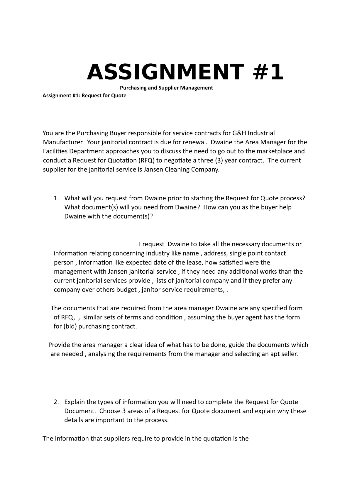 purchase management assignment