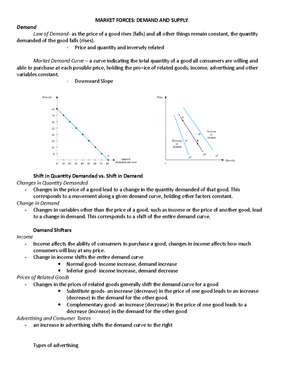 Market Forces- Demand and Supply - MARKET FORCES: DEMAND AND SUPPLY ...