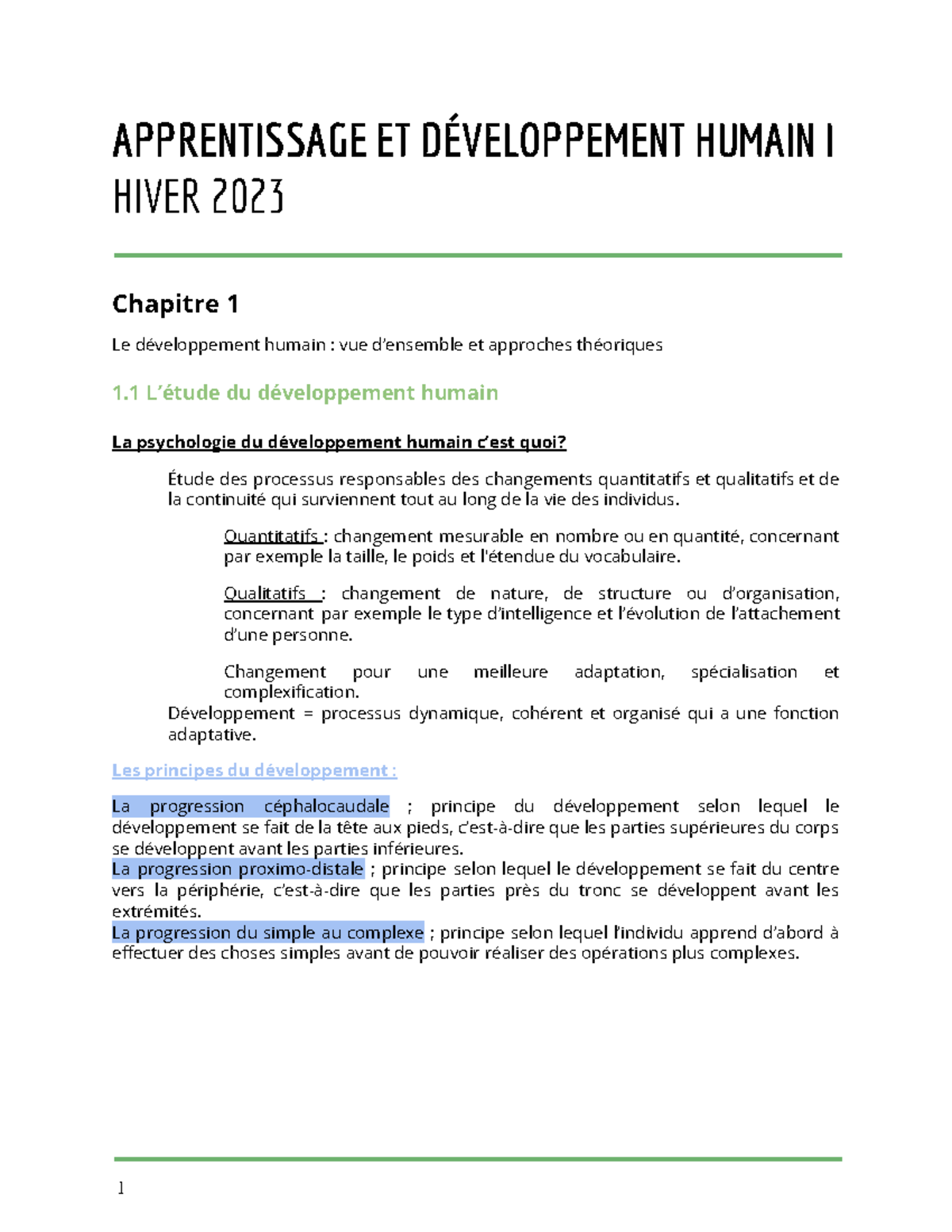 NDC - app. et dév. humain I - APPRENTISSAGE ET DÉVELOPPEMENT HUMAIN I ...