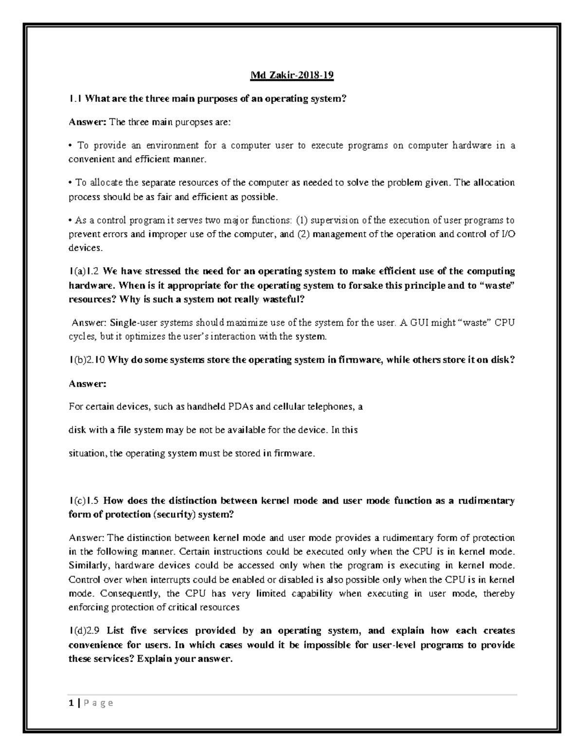 OS1 operating system notes Md Zakir2018 1 What are the three main