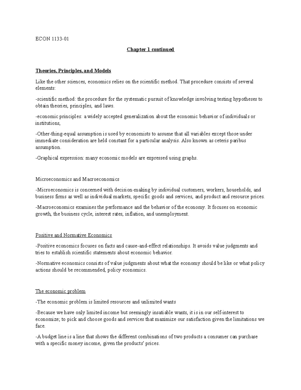 ECON 1133 Lecture 2 - Intro to Macroeconomics - ECON 1133- Chapter 1 ...