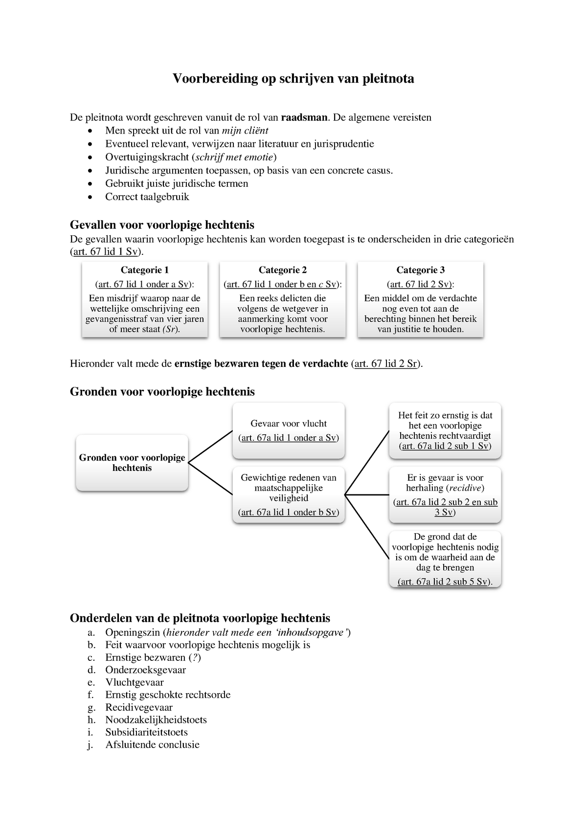 Practicumopdracht Het Voorbereiden Op Schrijven Van Een Pleitnota Voorbereiding Op