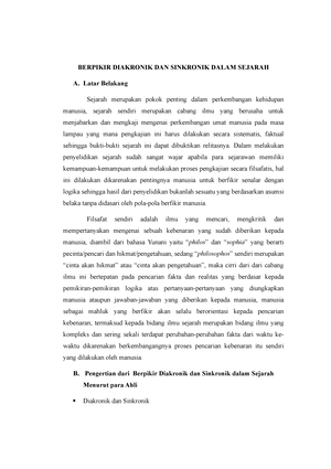 Berpikir Diakronik Dan Sinkronik Dalam Sejarah - BERPIKIR DIAKRONIK DAN ...