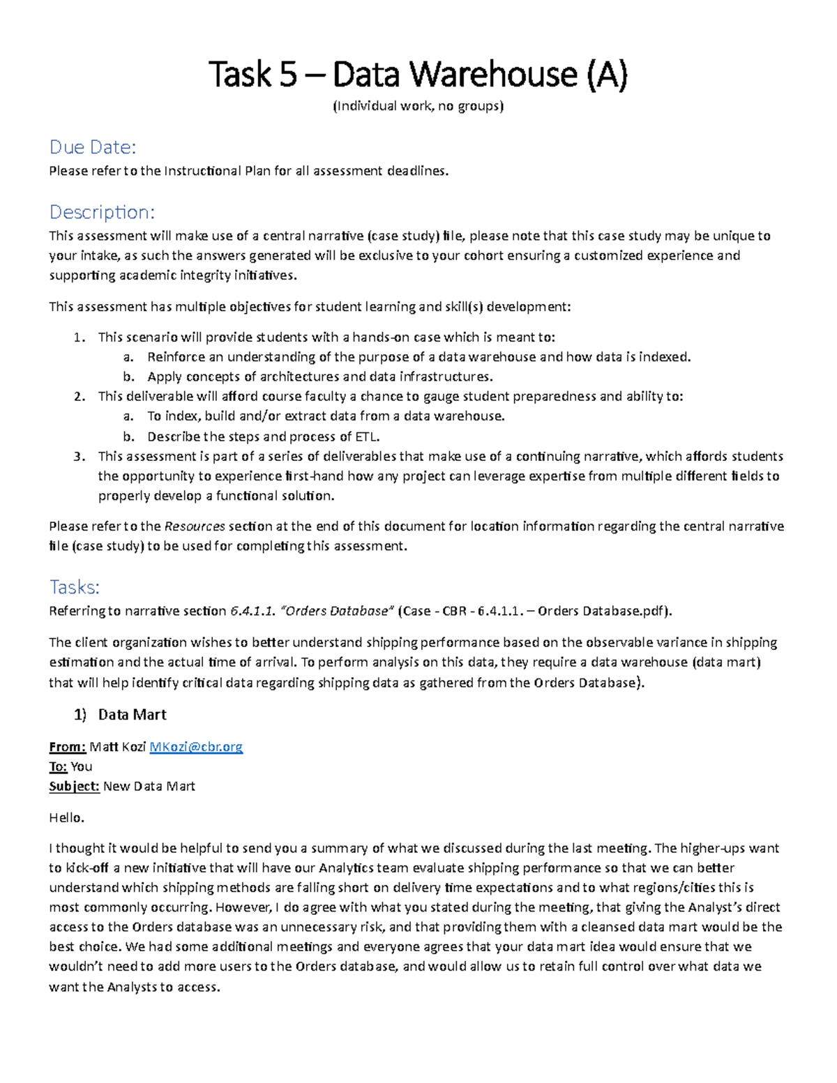 Task 5 - Data Warehouse - 6.4.1.1. - Ver 1.3a - Individual - Task 5 ...