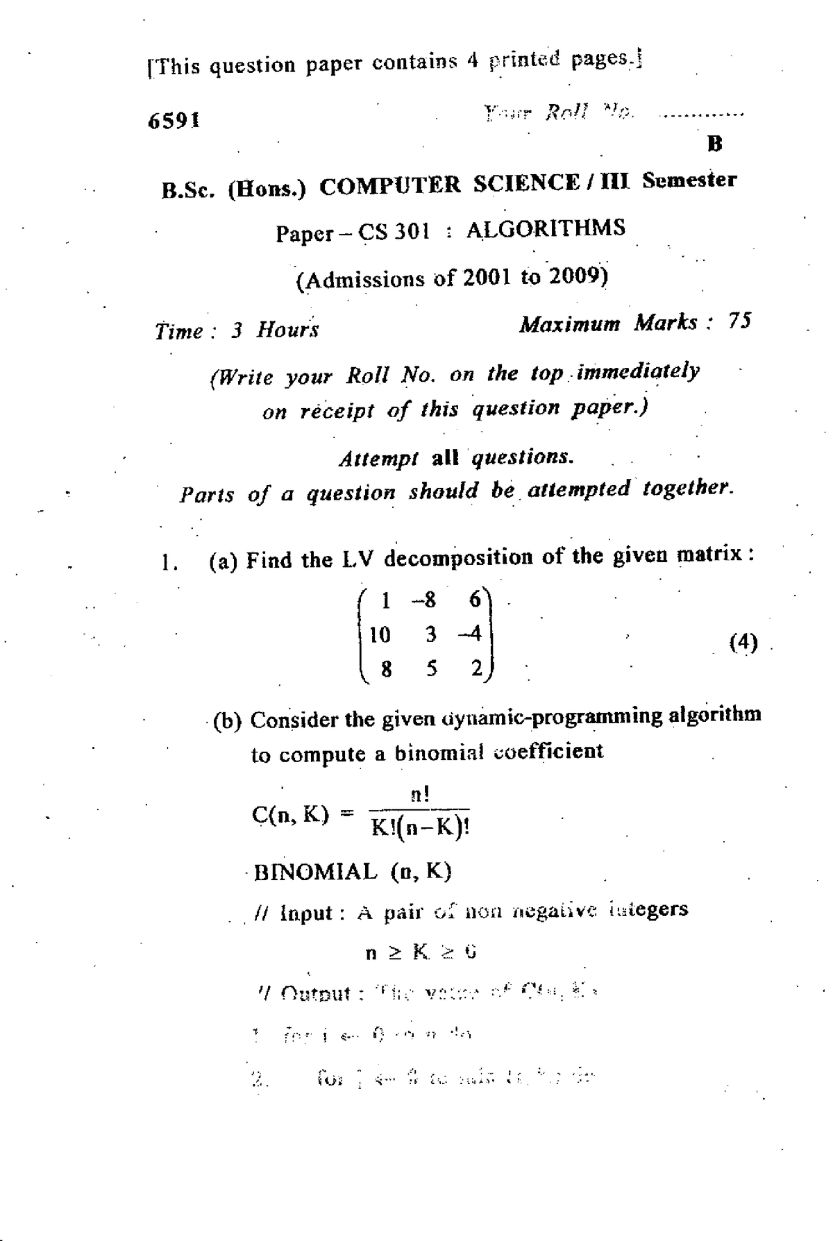 B.SC.(HONS) Computer Science-III SEM. Paper CS 301 Algorithms - Bsc ...