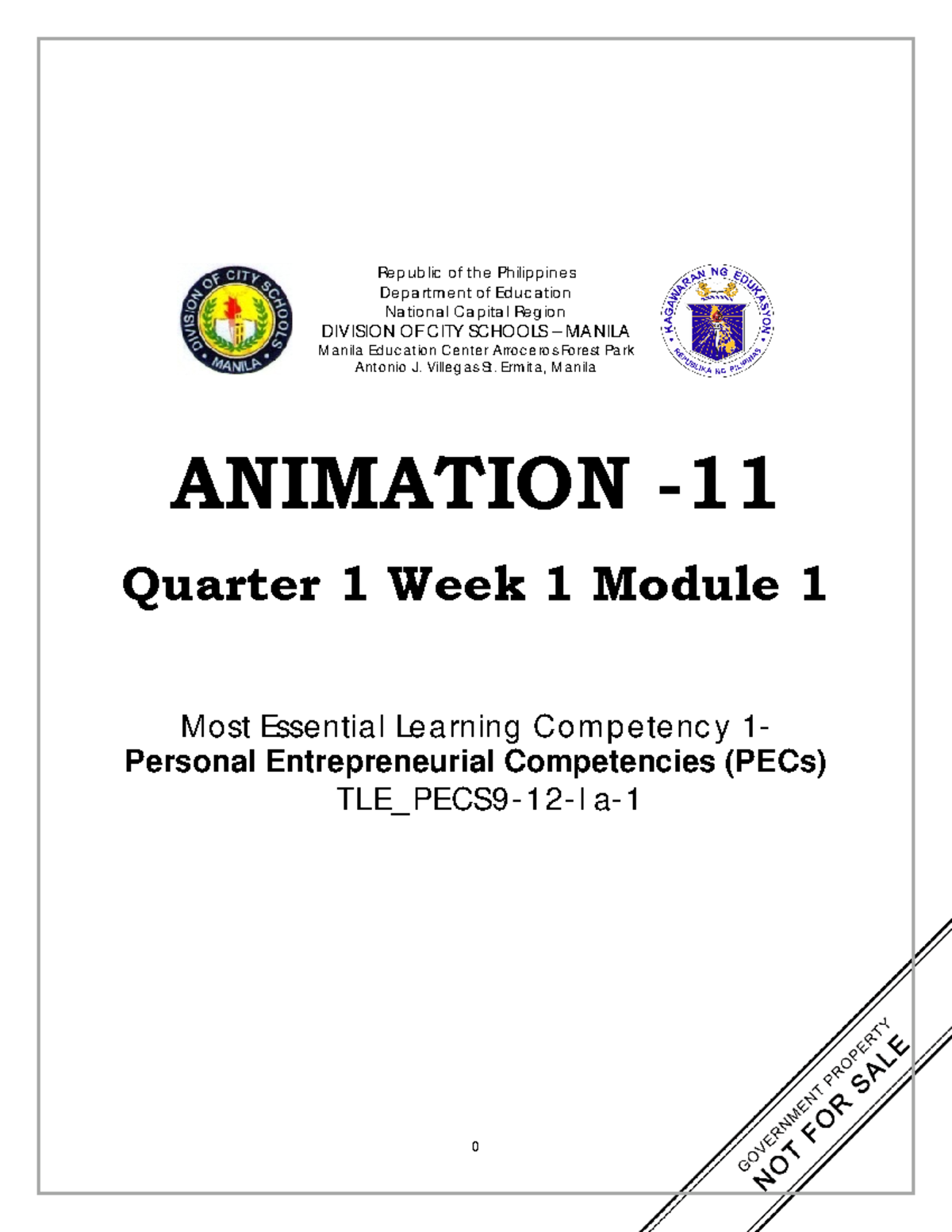 ICT- Animation 11 Q1 W1 Mod1 - Republic Of The Philippines Department ...