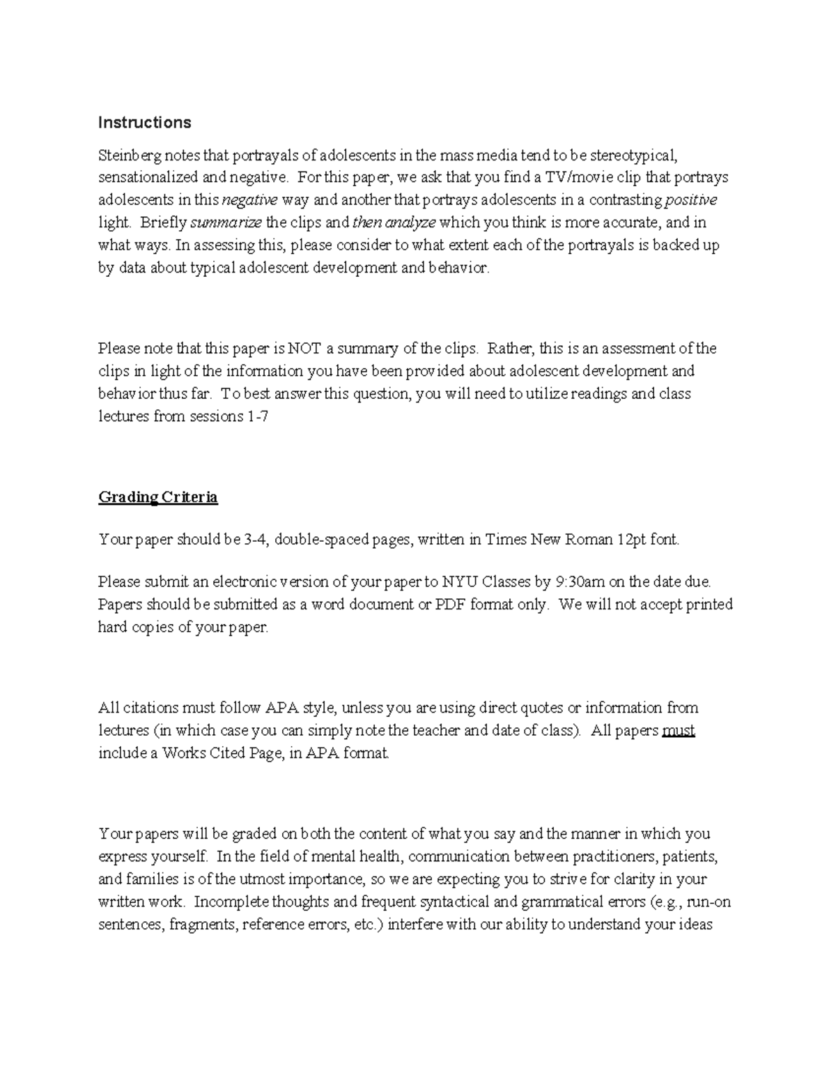Adolscence Paradox Essay 1 - Instructions Steinberg notes that ...