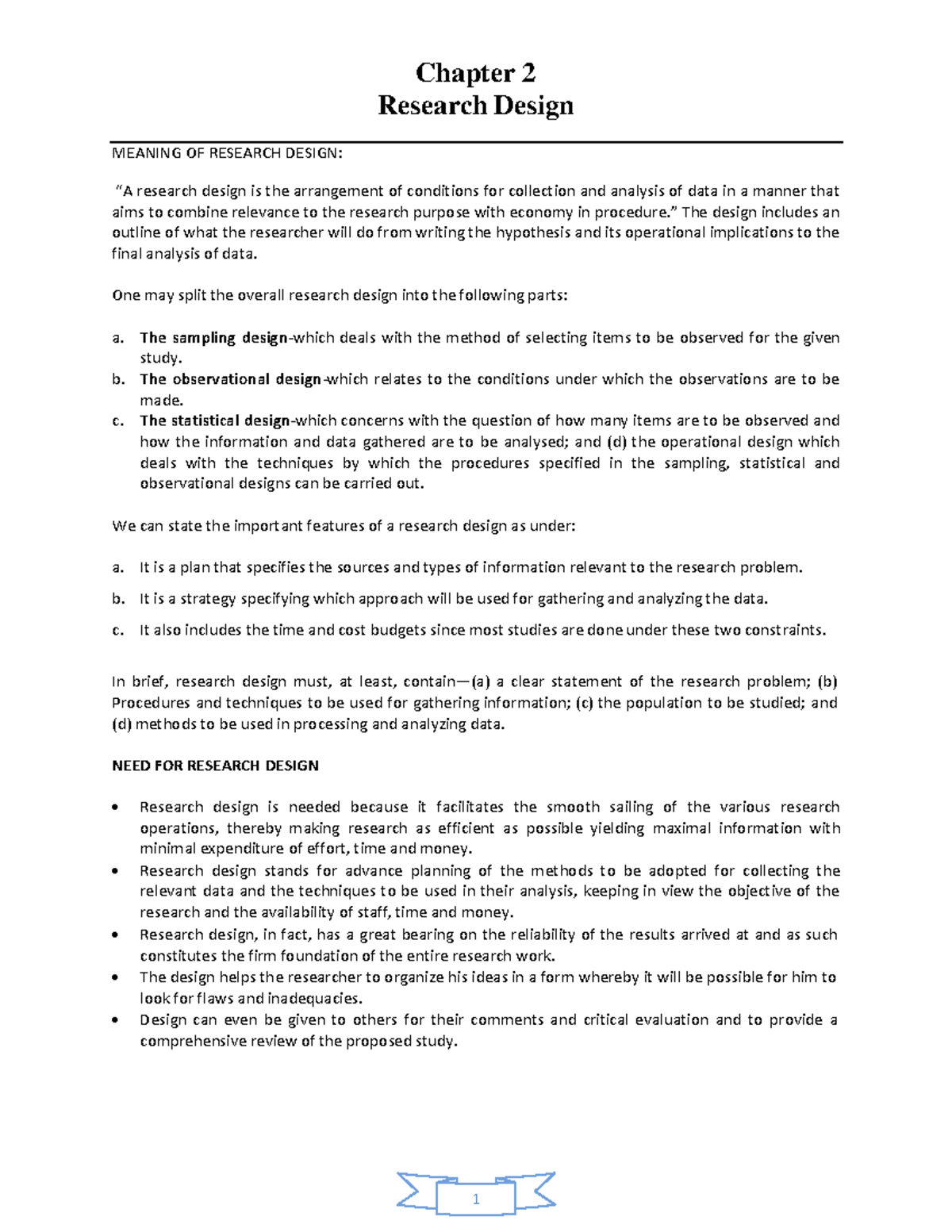Chapter 2 RM in IS - Chapter 2 Research Design MEANING OF RESEARCH ...