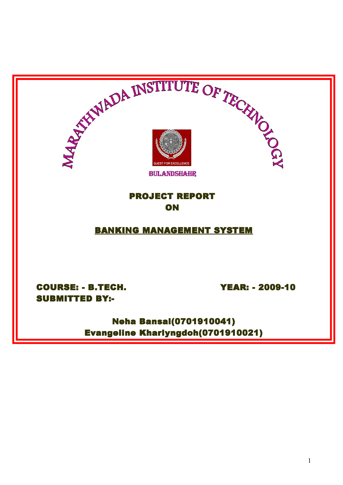 Bank Management System - PROJECT REPORT ON BANKING MANAGEMENT SYSTEM ...