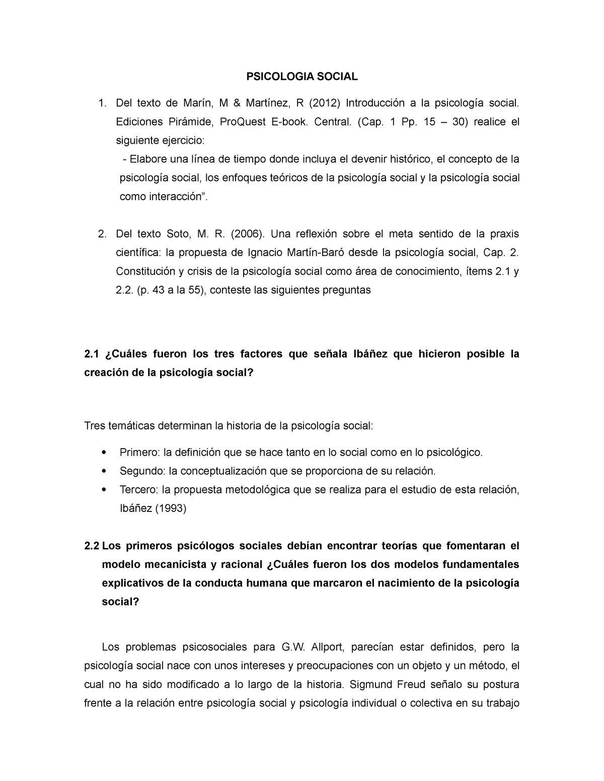 Fase 2- histroria y corrientes de la psicologia social - PSICOLOGIA SOCIAL  Del texto de Marín, M - Studocu