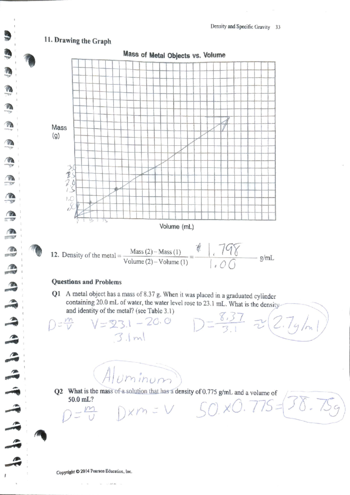 3,4 - Lab Chemistry - Density and Specific Gravity 33 11. Drawing the ...