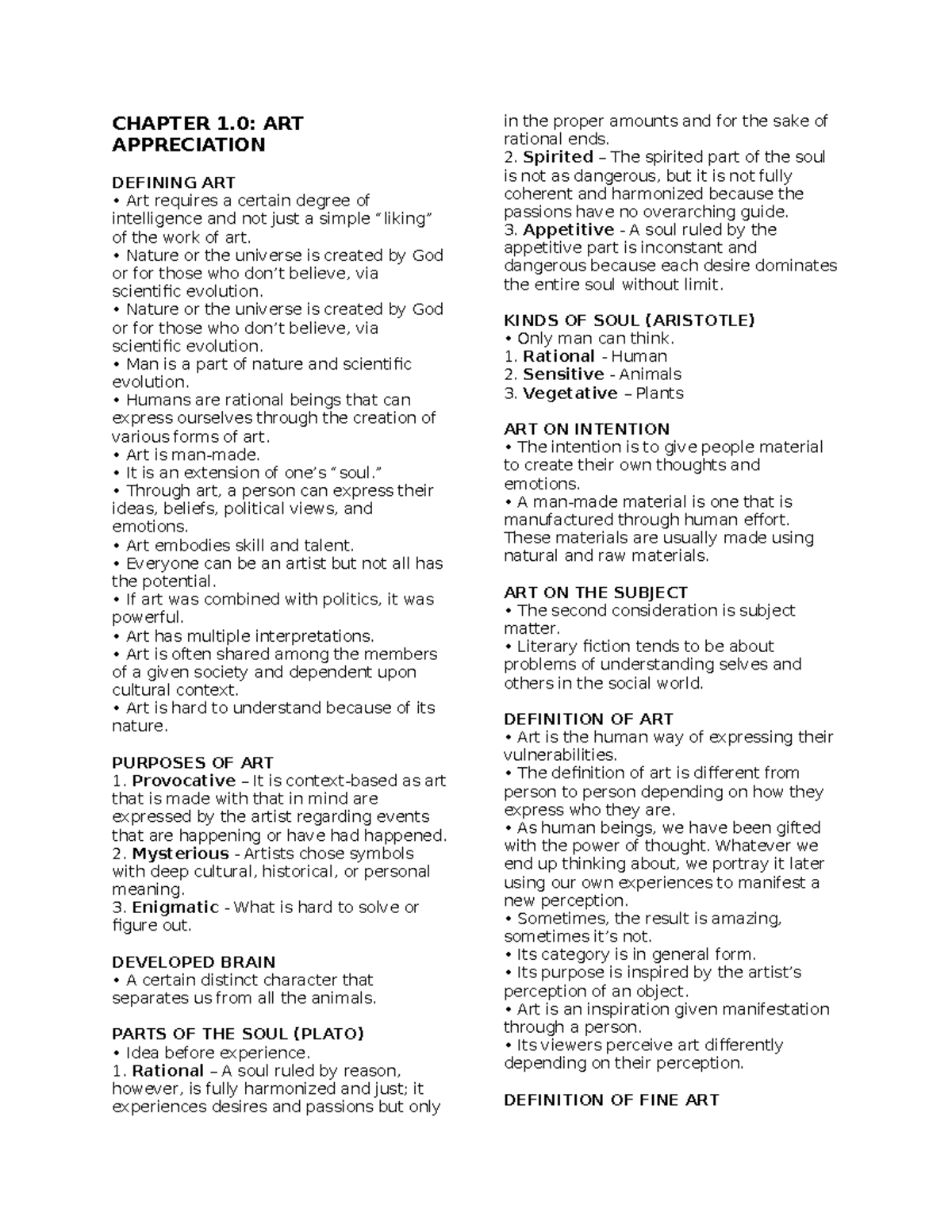 Reviewer IN Artapp - cw ;kdcj - CHAPTER 1: ART APPRECIATION DEFINING ...