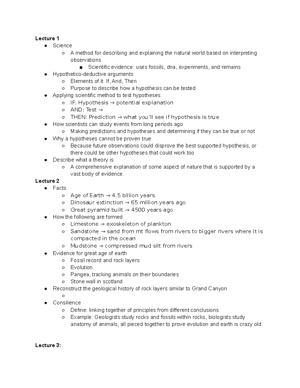 Bio Notes - Lecture 1 Science A method for describing and explaining ...