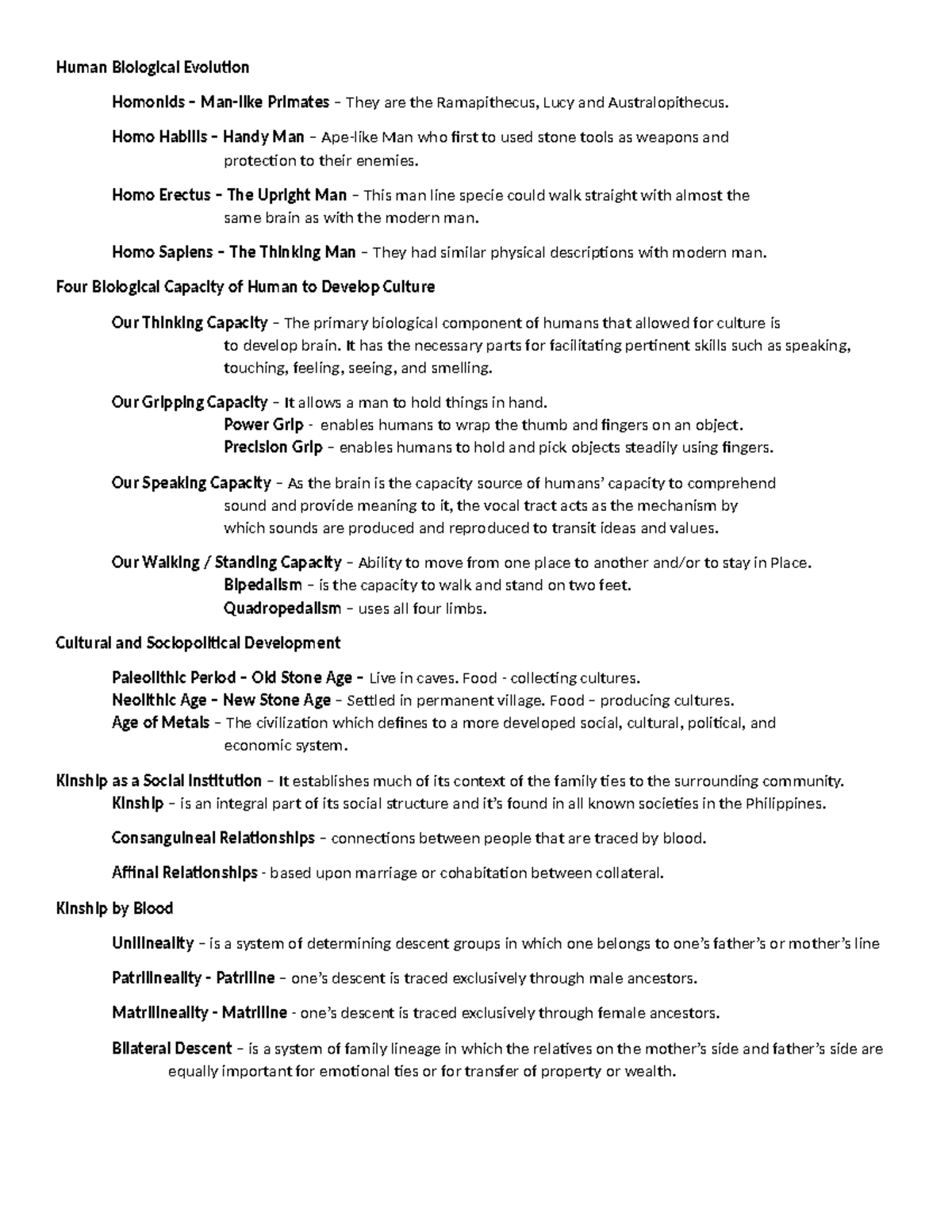 UCSP-2nd Quarter-Pointers - Human Biological Evolution Homonids – Man ...