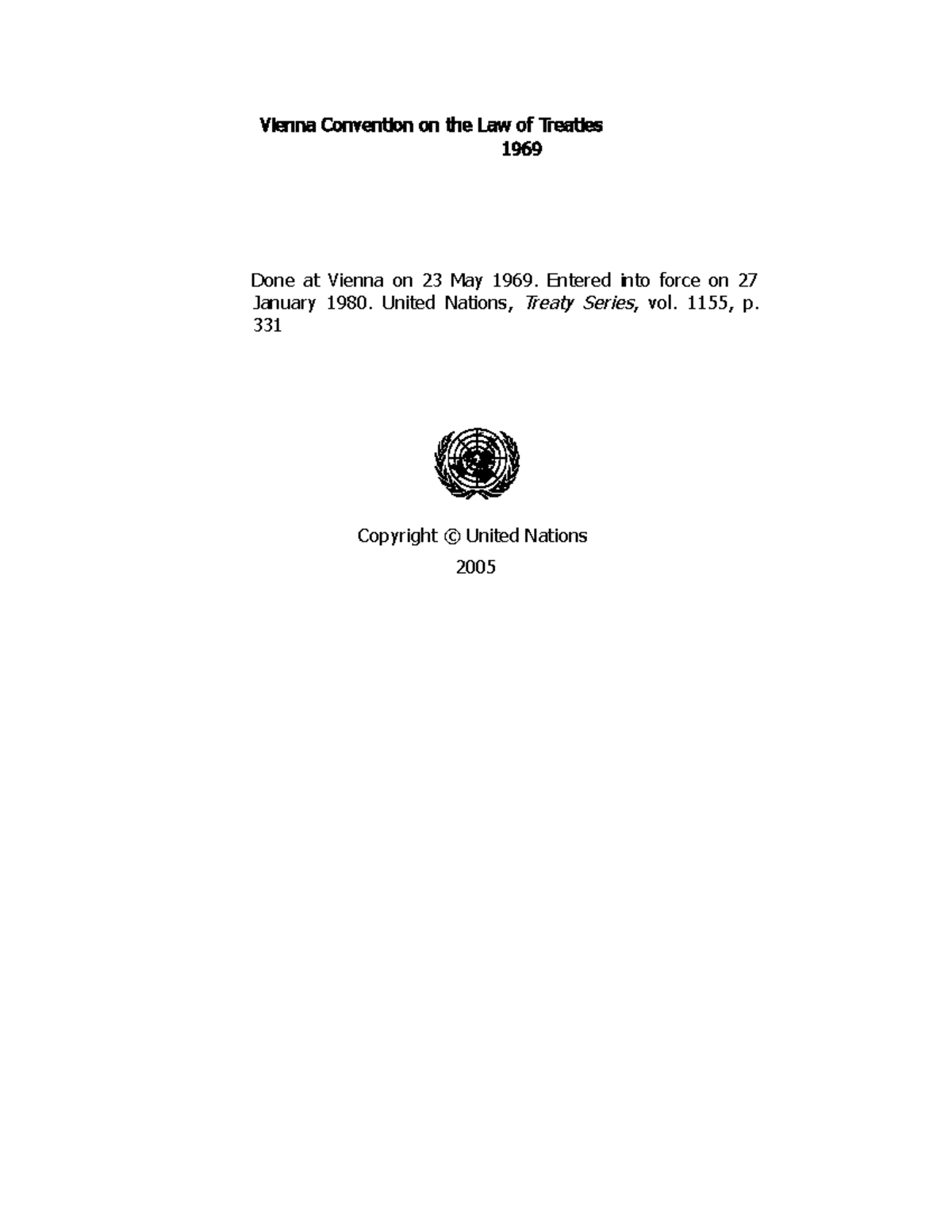 Vienna Convention on Law of Treaties - Vienna Convention on the Law of ...