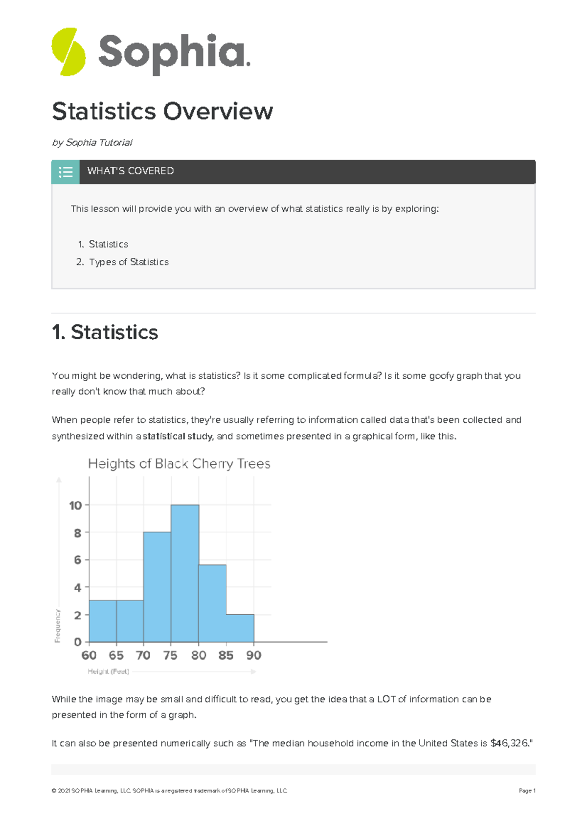 Statistics overview - examples from sophia and notes statistic class ...