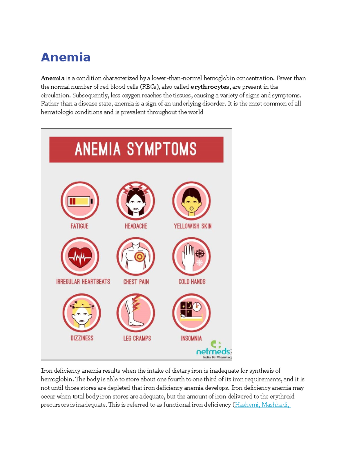 Anemia - Anemia Anemia Is A Condition Characterized By A Lower-than 