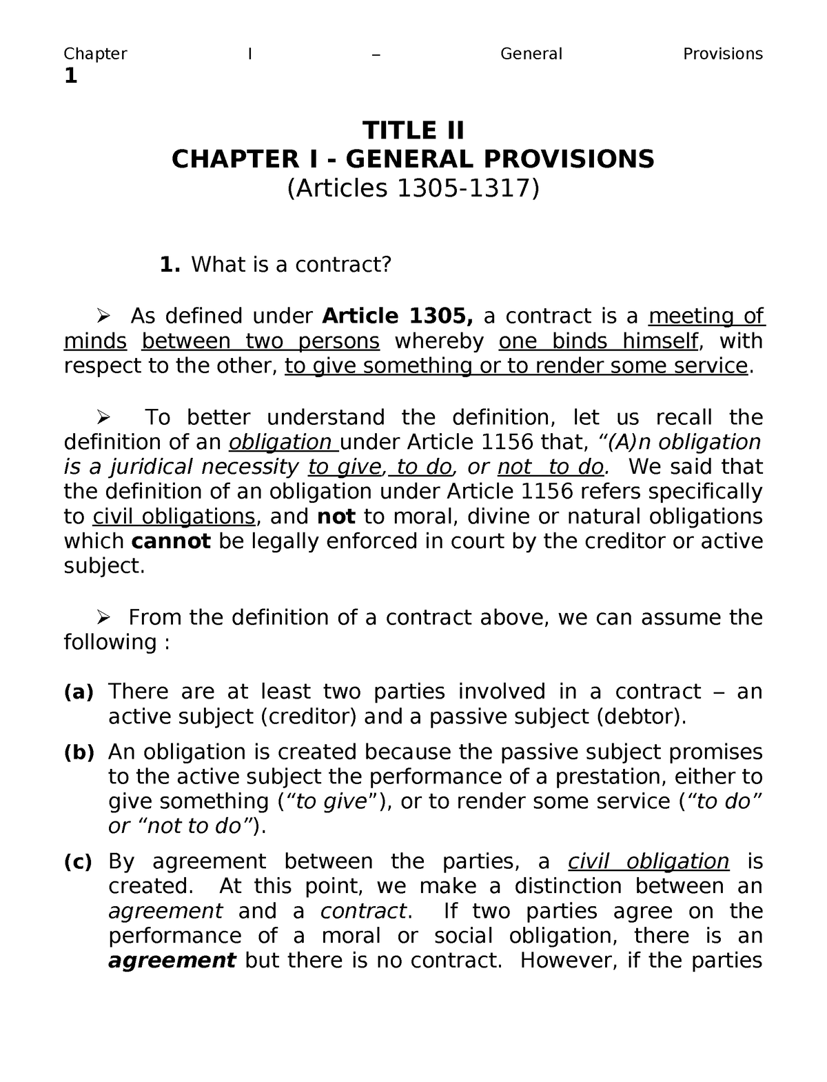 104617233 Chapter 1 General Provisions On Contracts Arts 1305 1317 - 1 ...