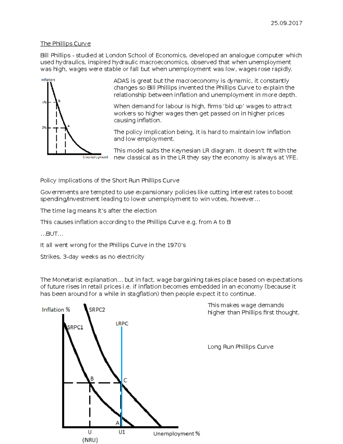 E 25 - Lesson Notes For Macroeconomics - 25. The Phillips Curve Bill ...