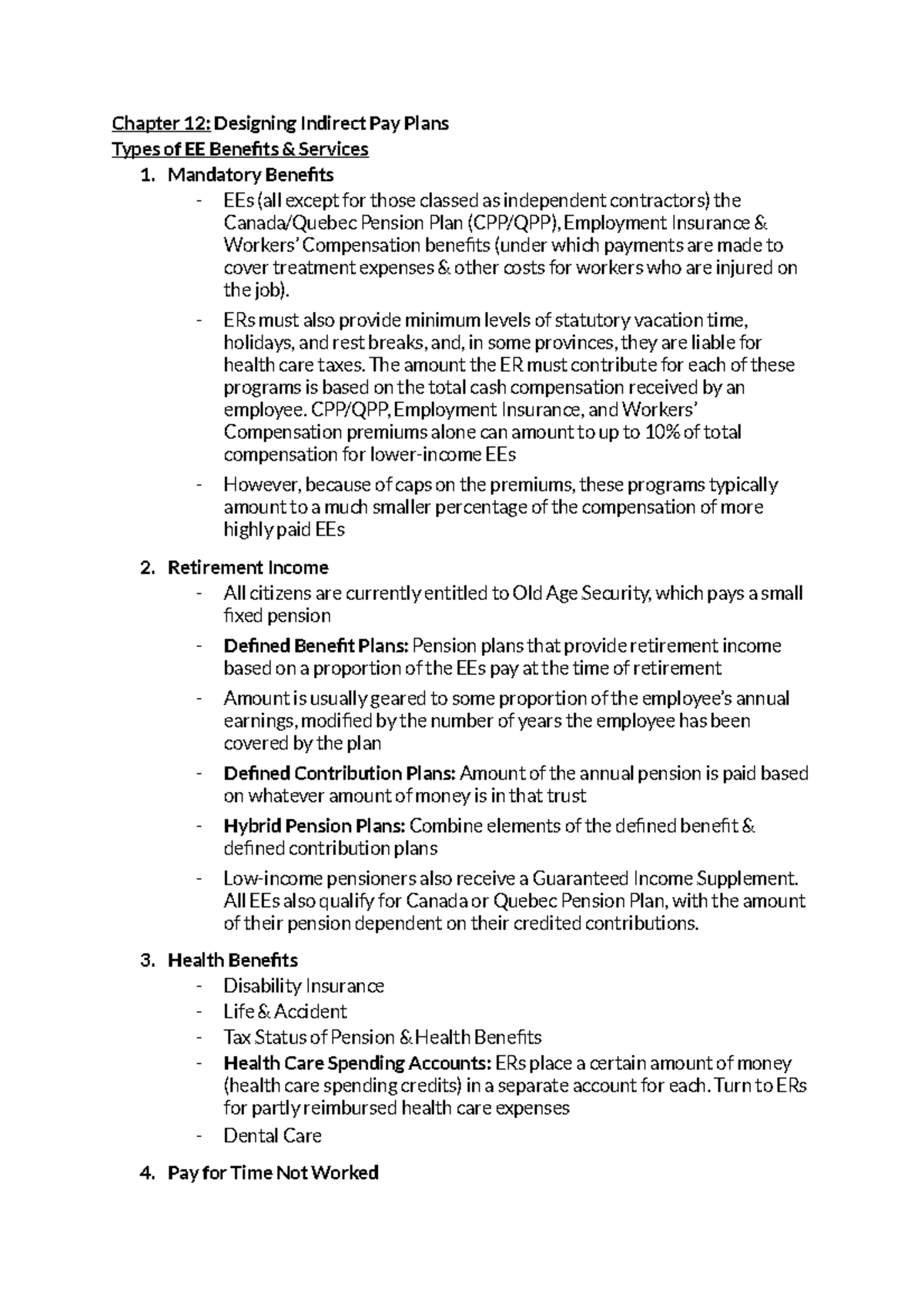 COMP - Chapter 12 - COMPENSATION NOTES - Chapter 12: Designing Indirect ...