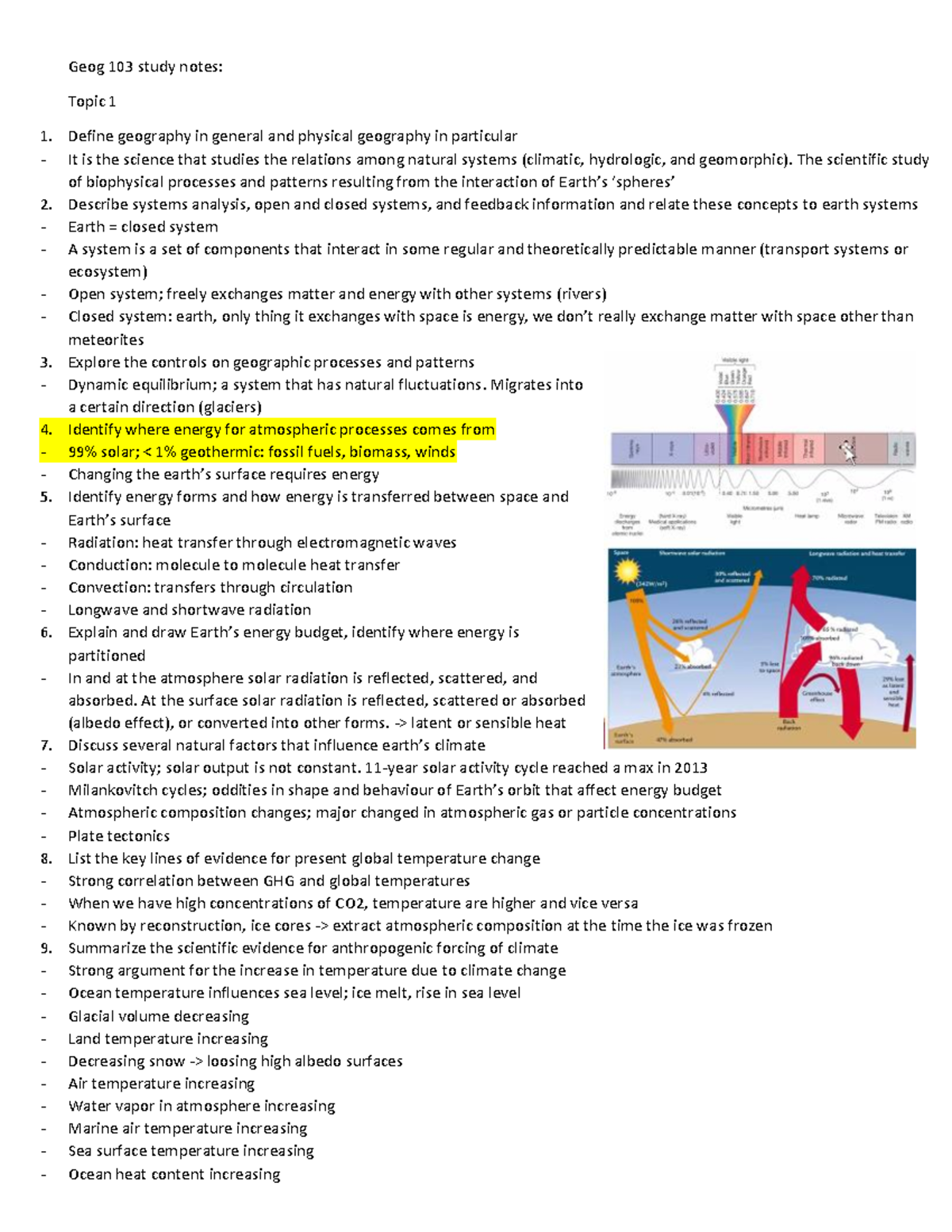 Study Notes Master topics 14 Geog 103 study notes Topic 1 Define