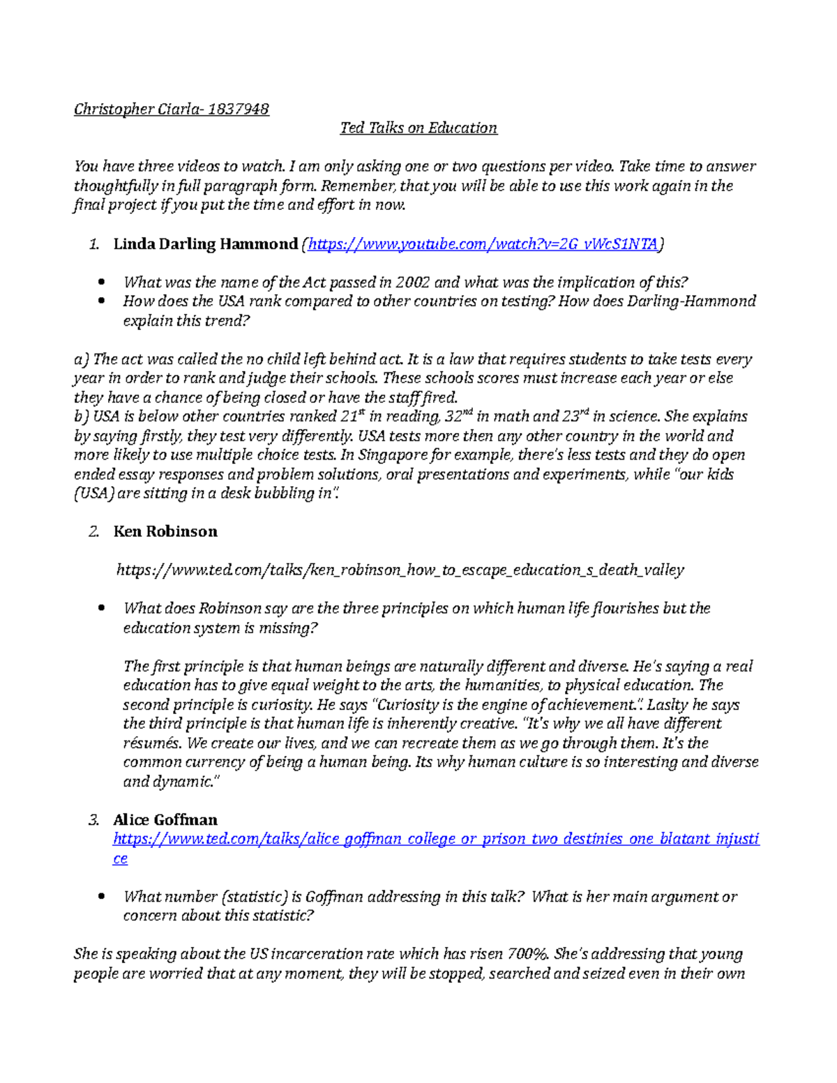 Ted talks on education grade 100 christopher ciarla 1837948 ted