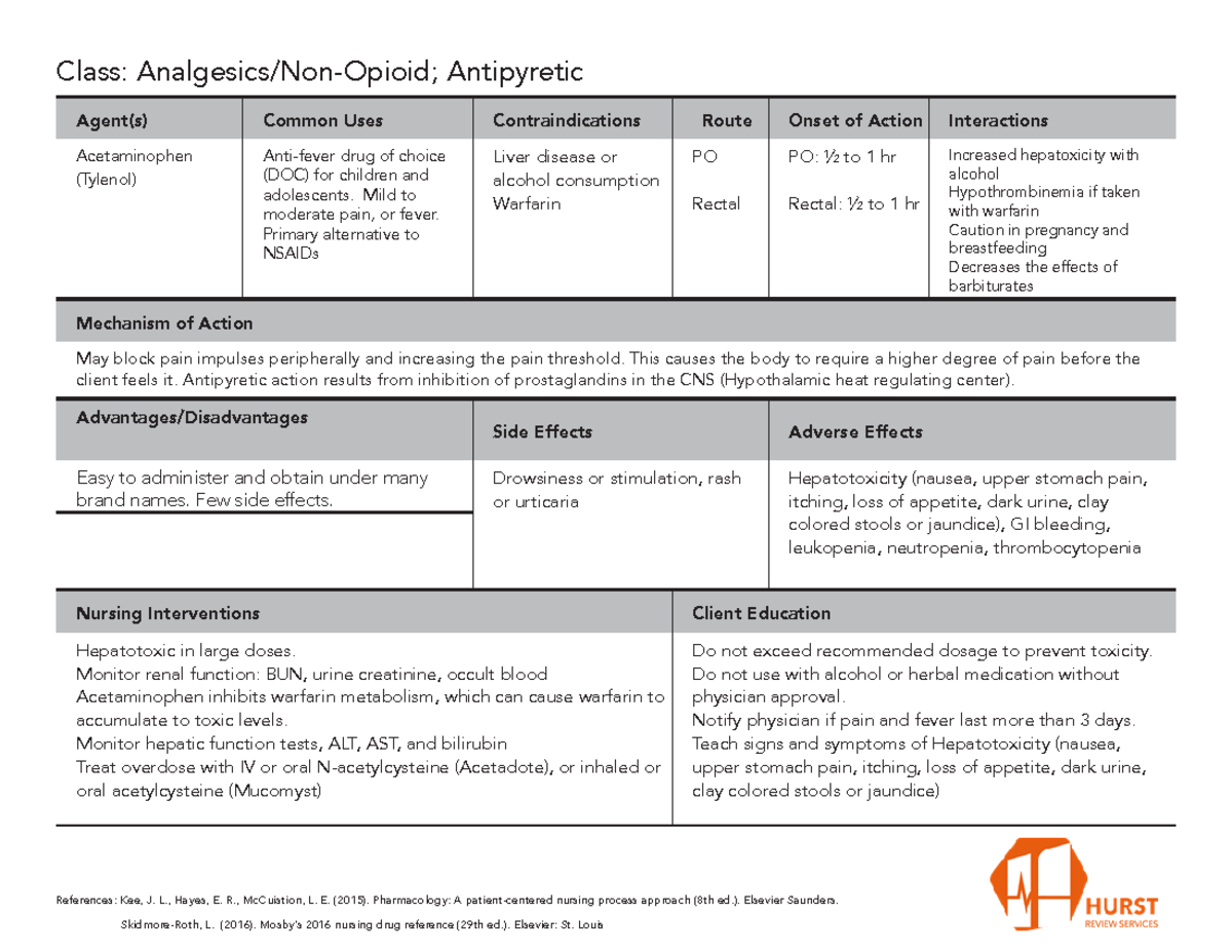 1 - Analgesics - overview of pain meds - Agent(s) Common Uses ...