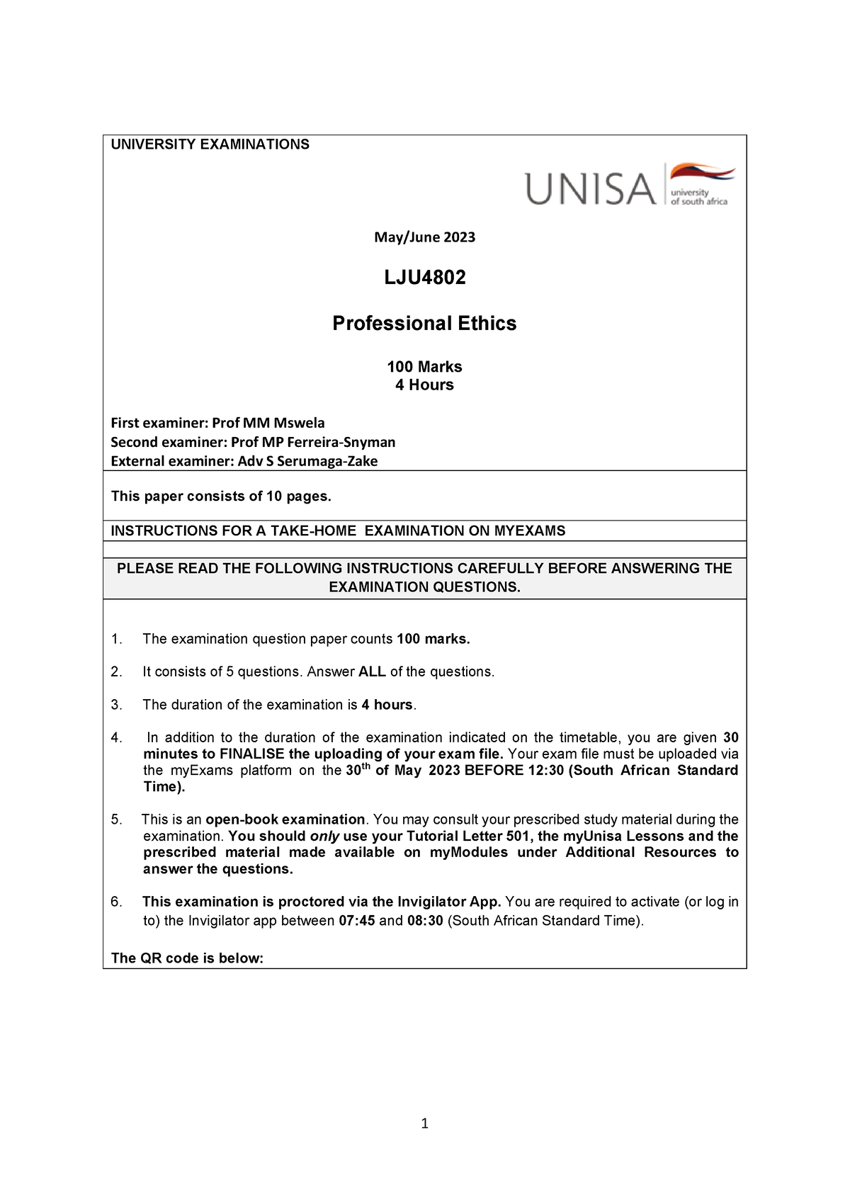 LJU4802.Exam Paper.May.June.2023 Final - UNIVERSITY EXAMINATIONS May ...